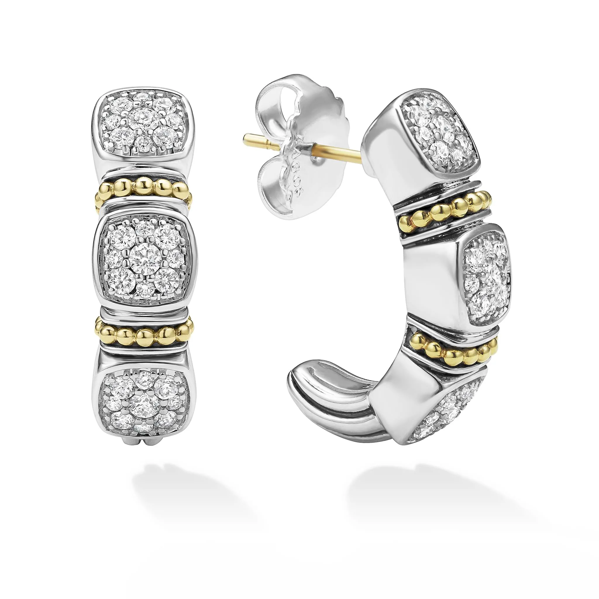 Rittenhouse Two-Tone Diamond Hoop Earrings sold by LAGOS