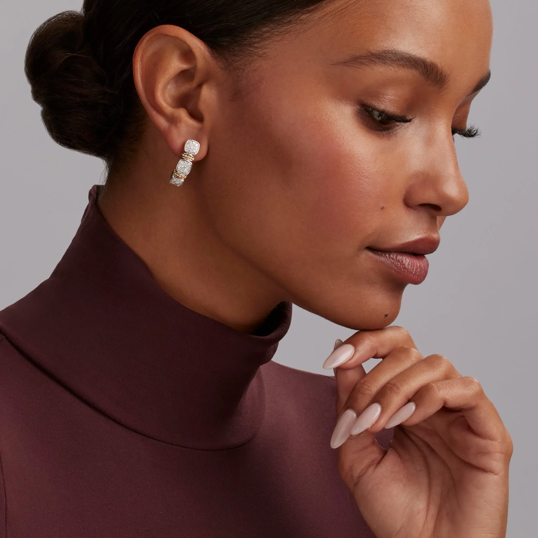 Rittenhouse Two-Tone Diamond Hoop Earrings sold by LAGOS product image thumbnail 2