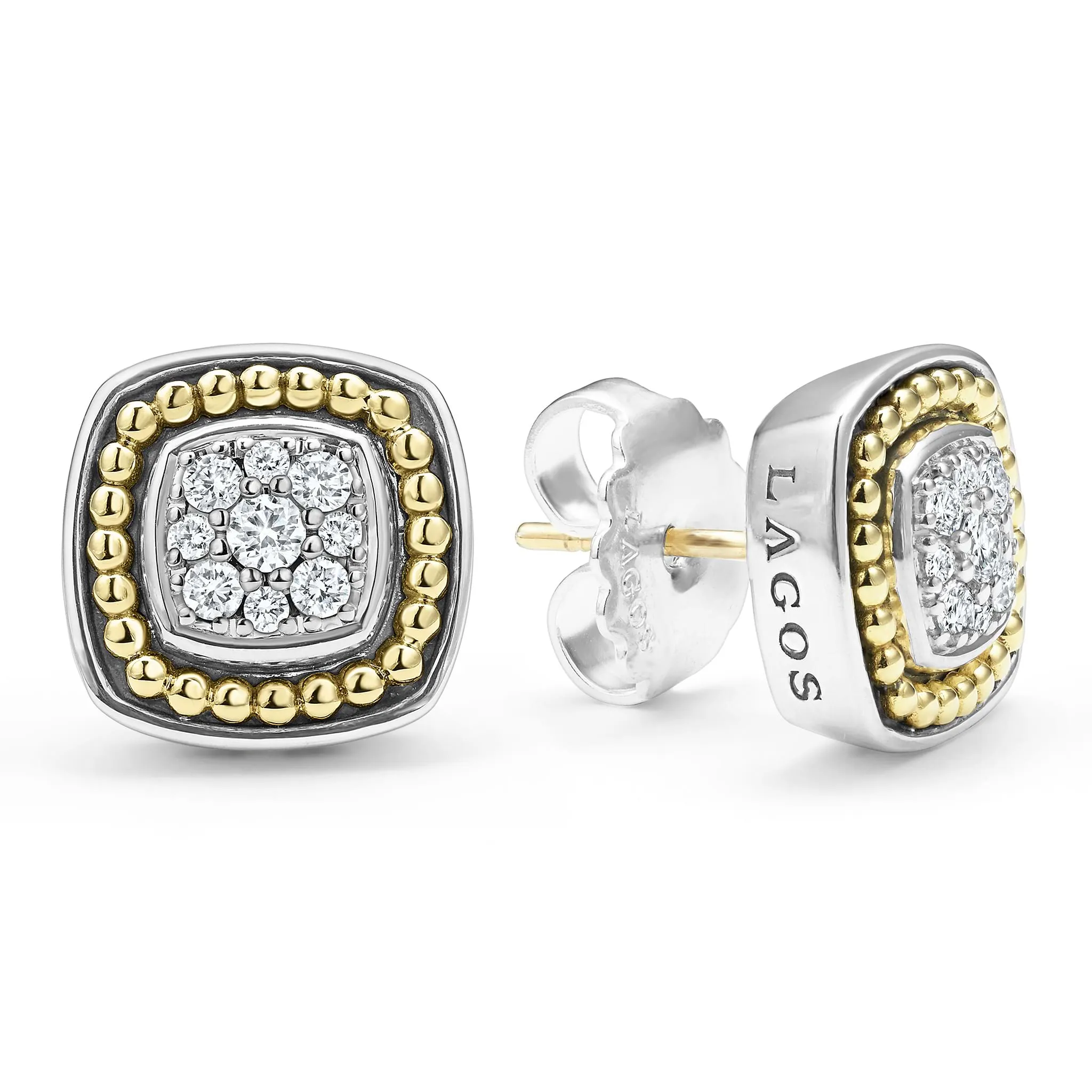 Rittenhouse Two-Tone Diamond Stud Earrings sold by LAGOS product image thumbnail 3