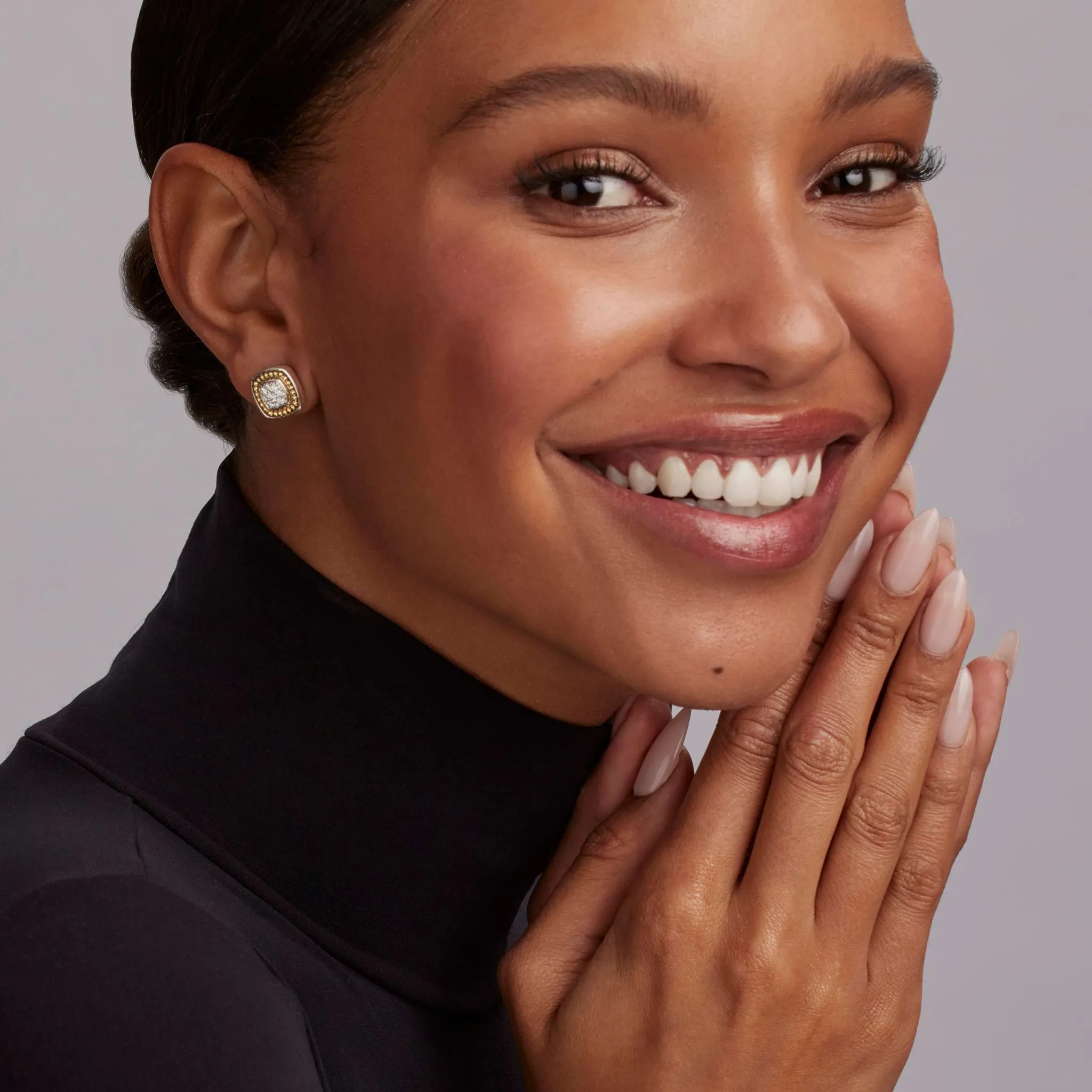 Rittenhouse Two-Tone Diamond Stud Earrings sold by LAGOS product image thumbnail 2