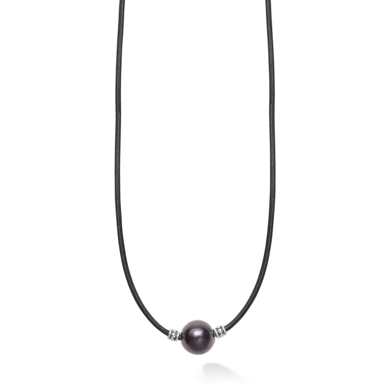 Anthem Single Tahitian Black Pearl Necklace sold by LAGOS
