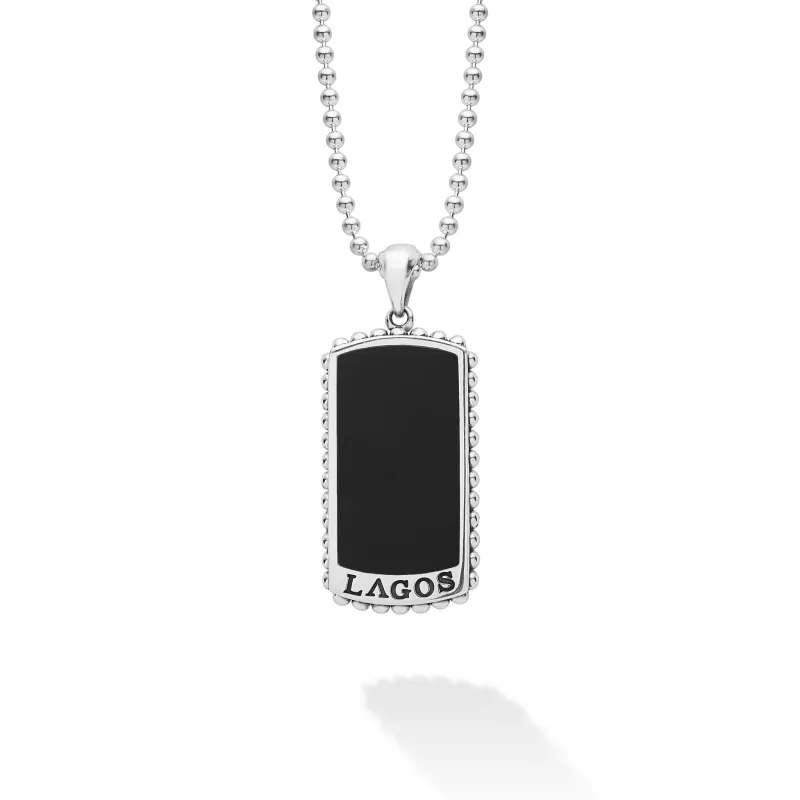 Anthem Black Agate Tag Amulet Necklace sold by LAGOS