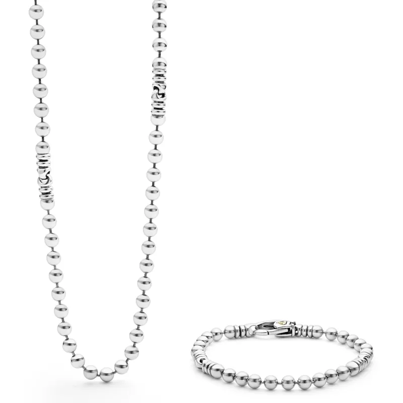 Anthem Sterling Silver Caviar Beaded Chain Gift Set sold by LAGOS