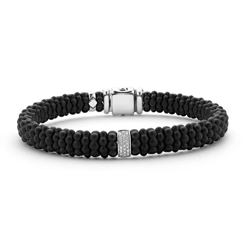 Black Caviar Single Station Matte Ceramic Diamond Bracelet | 9mm sold by LAGOS