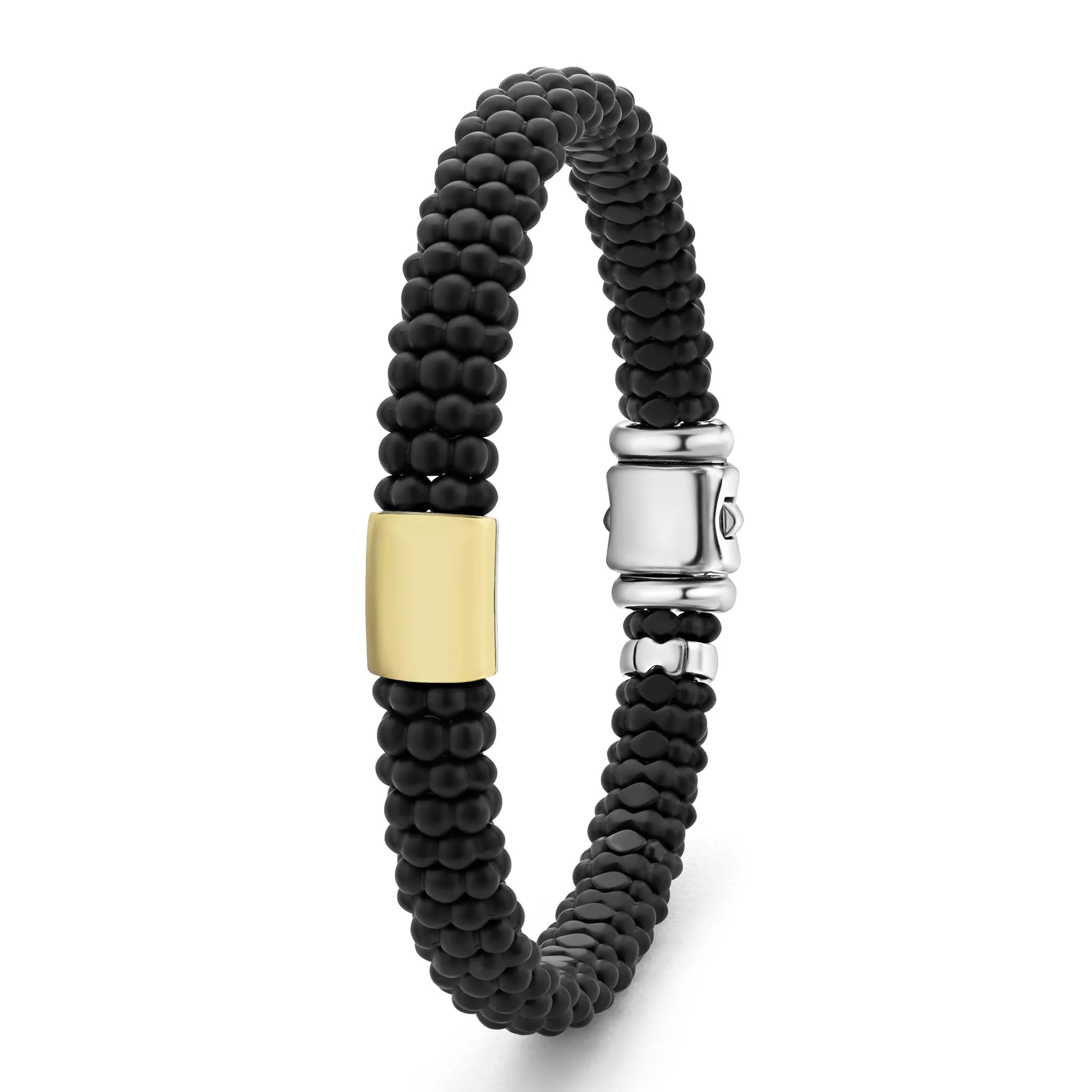 Black Caviar 18K Gold Matte Ceramic Beaded Bracelet | 9mm sold by LAGOS product image thumbnail 4