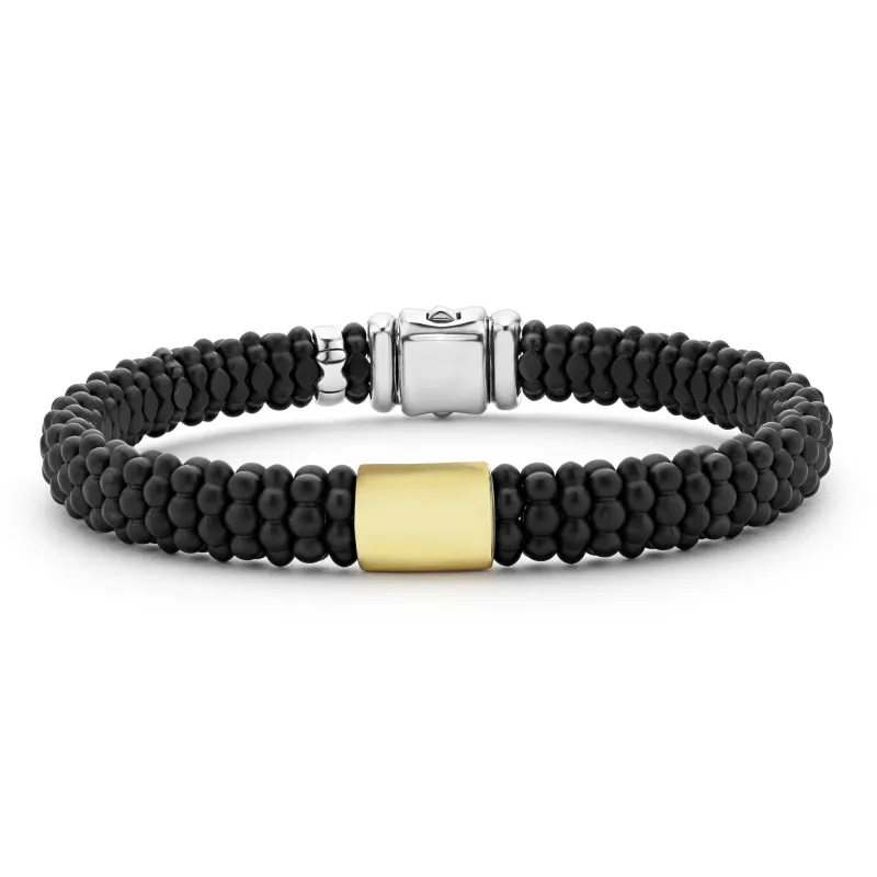 Black Caviar 18K Gold Matte Ceramic Beaded Bracelet | 9mm sold by LAGOS