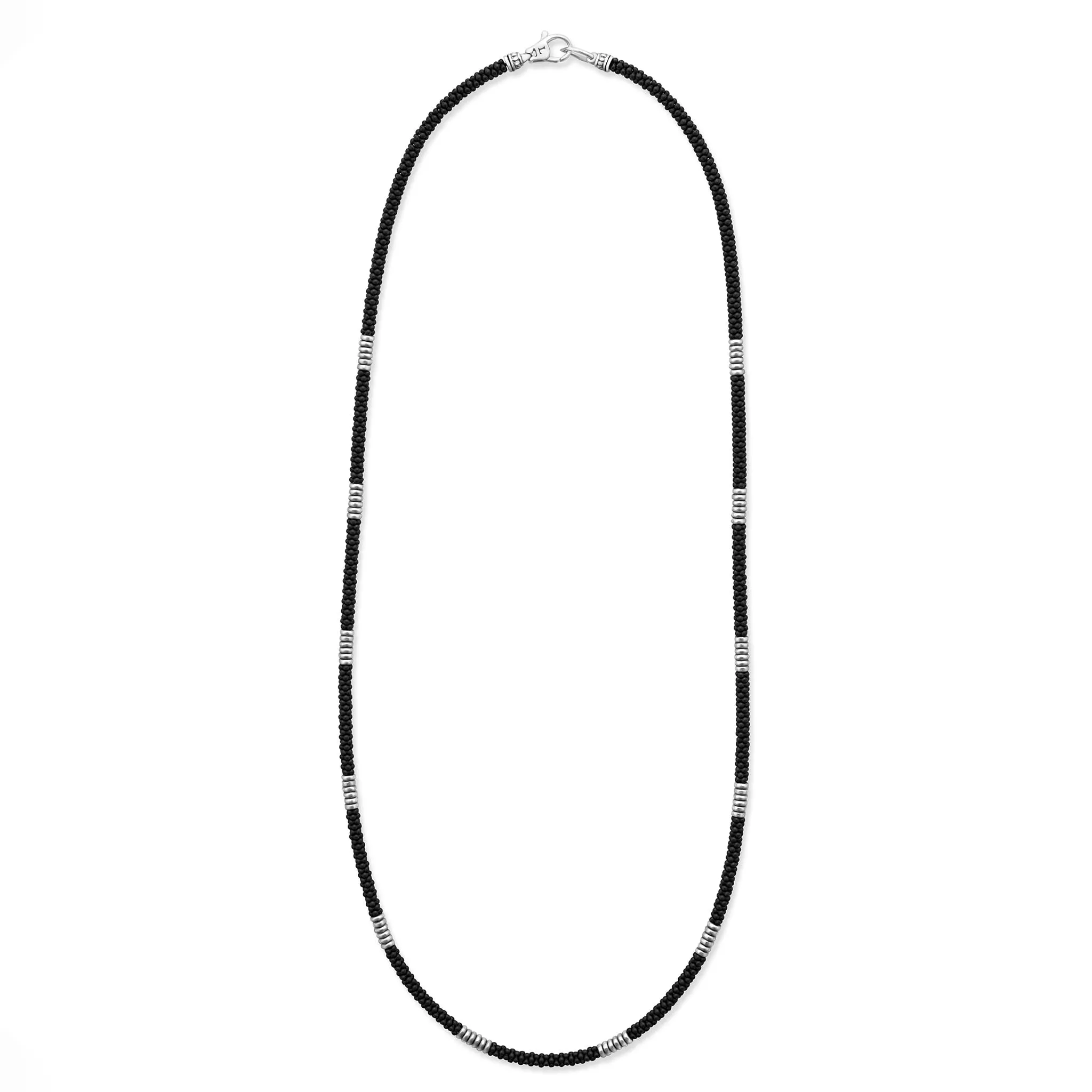 Black Caviar Silver Station Matte Ceramic Beaded Necklace sold by LAGOS product image thumbnail 3