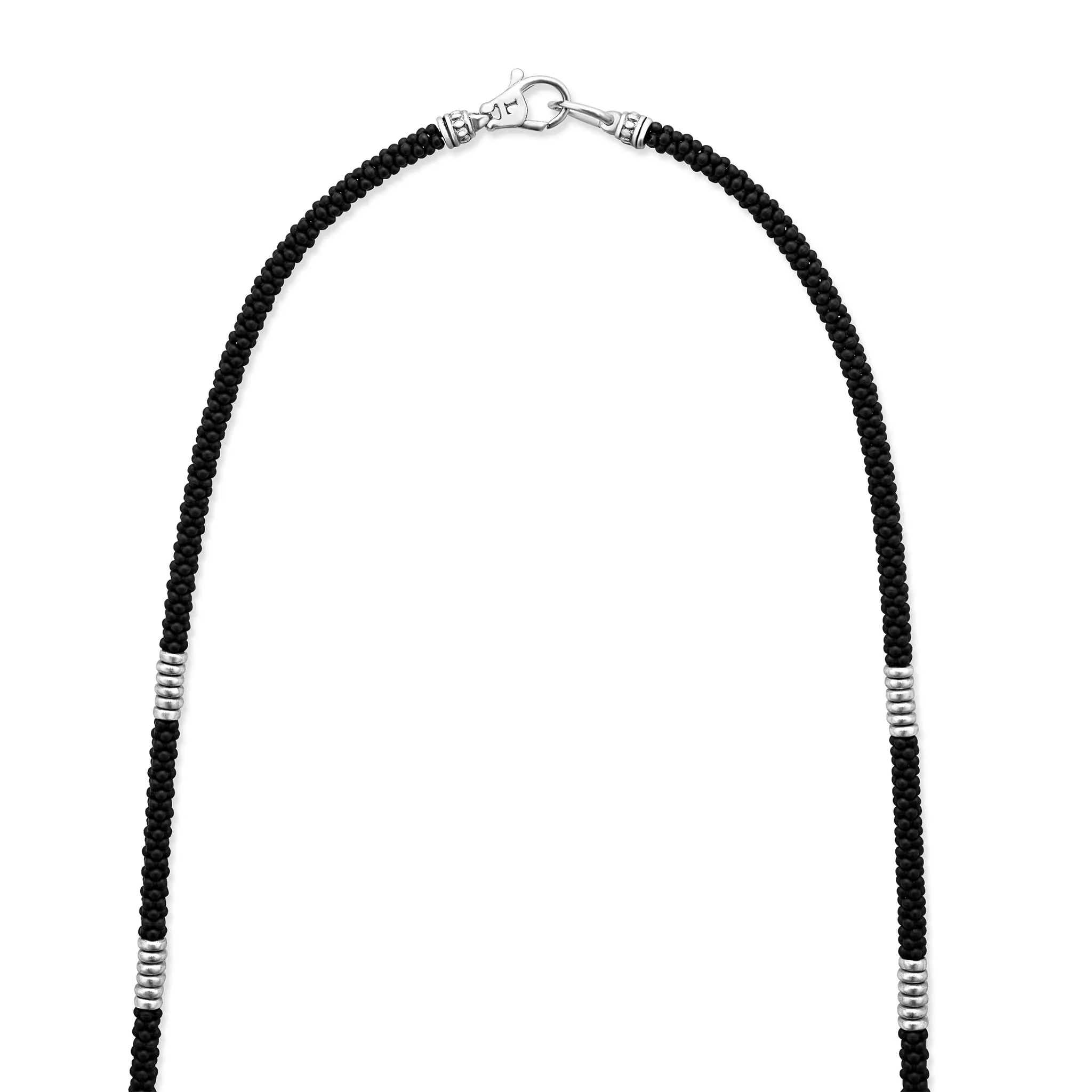 Black Caviar Silver Station Matte Ceramic Beaded Necklace sold by LAGOS product image thumbnail 5