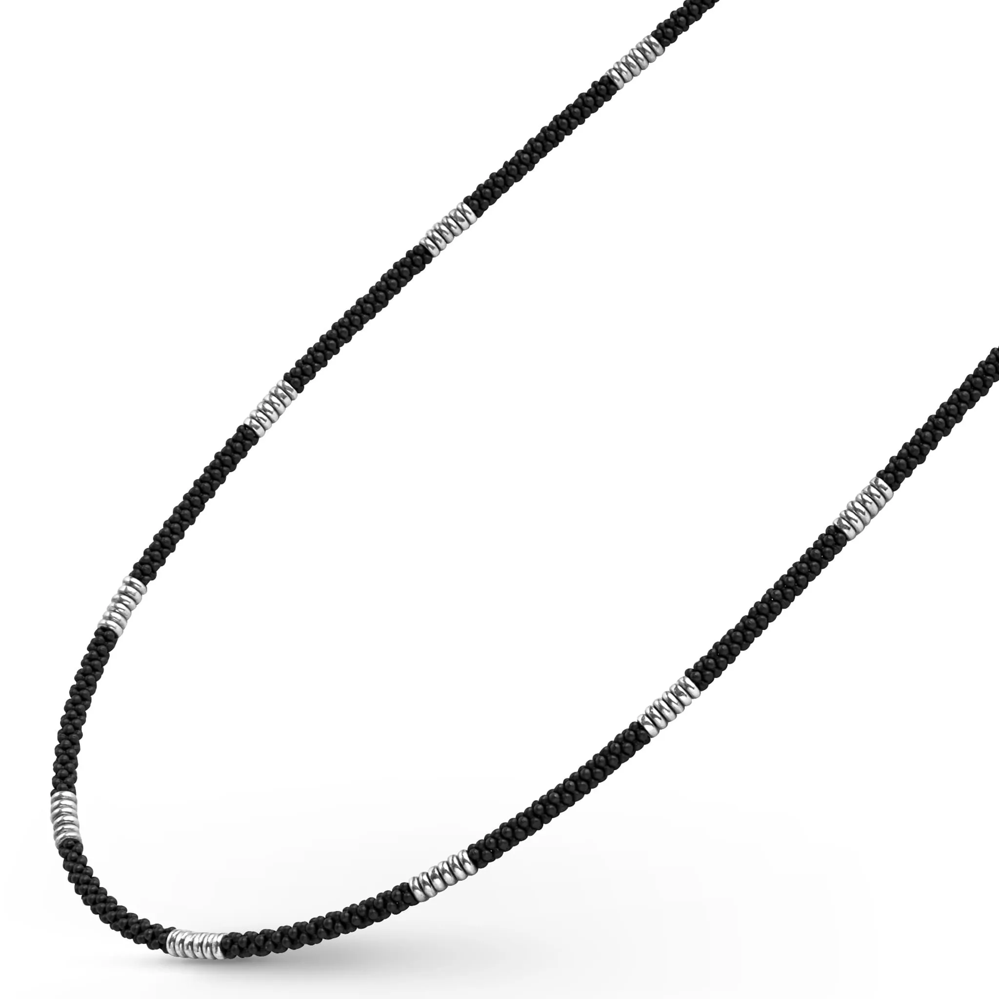 Black Caviar Silver Station Matte Ceramic Beaded Necklace sold by LAGOS product image thumbnail 4