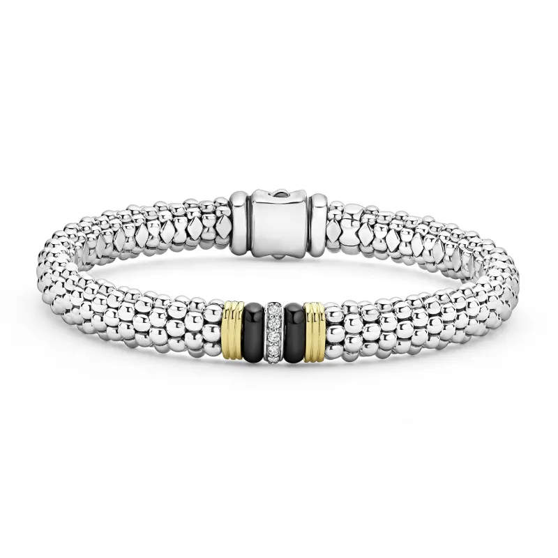 Black Caviar Single Station Diamond Caviar Bracelet | 9mm sold by LAGOS