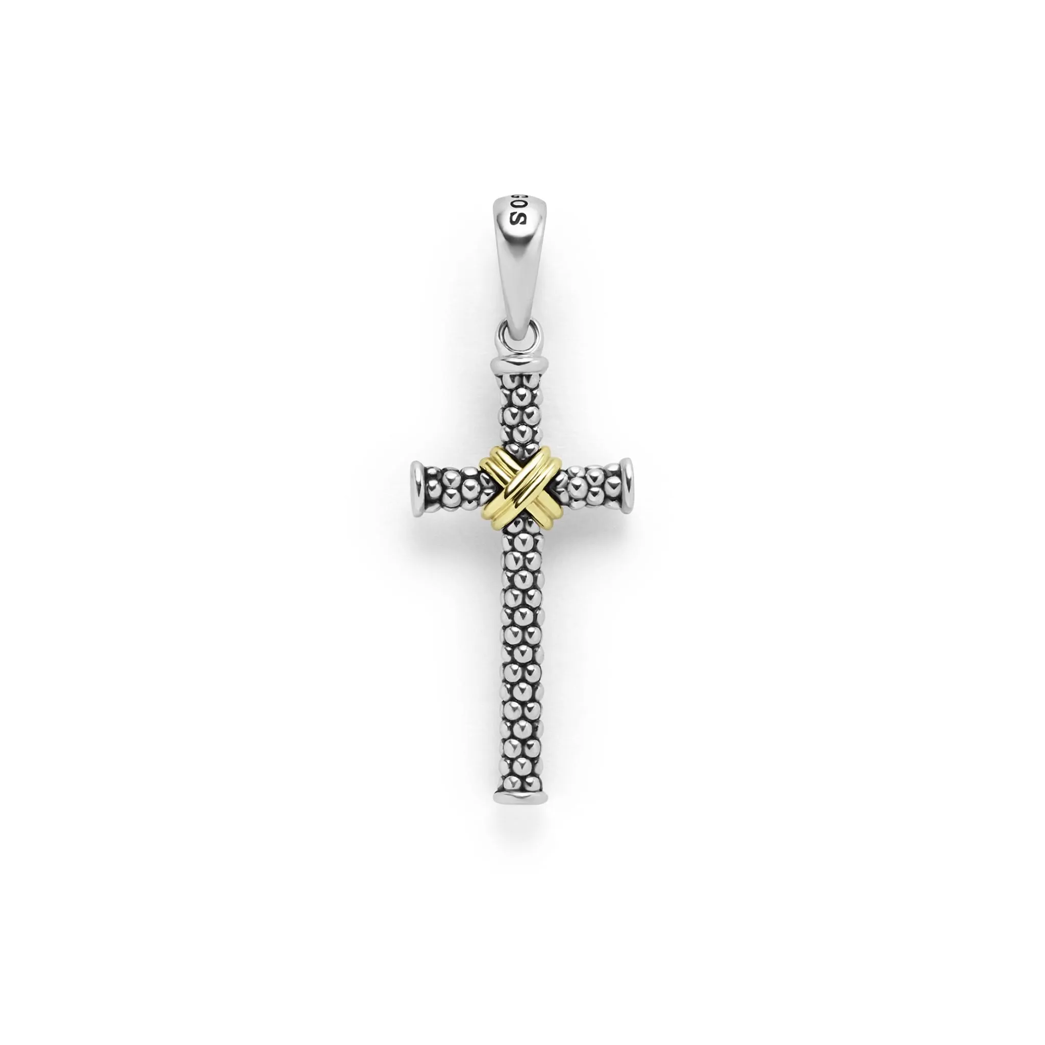 Anthem Two-Tone Caviar Beaded X Cross Amulet sold by LAGOS