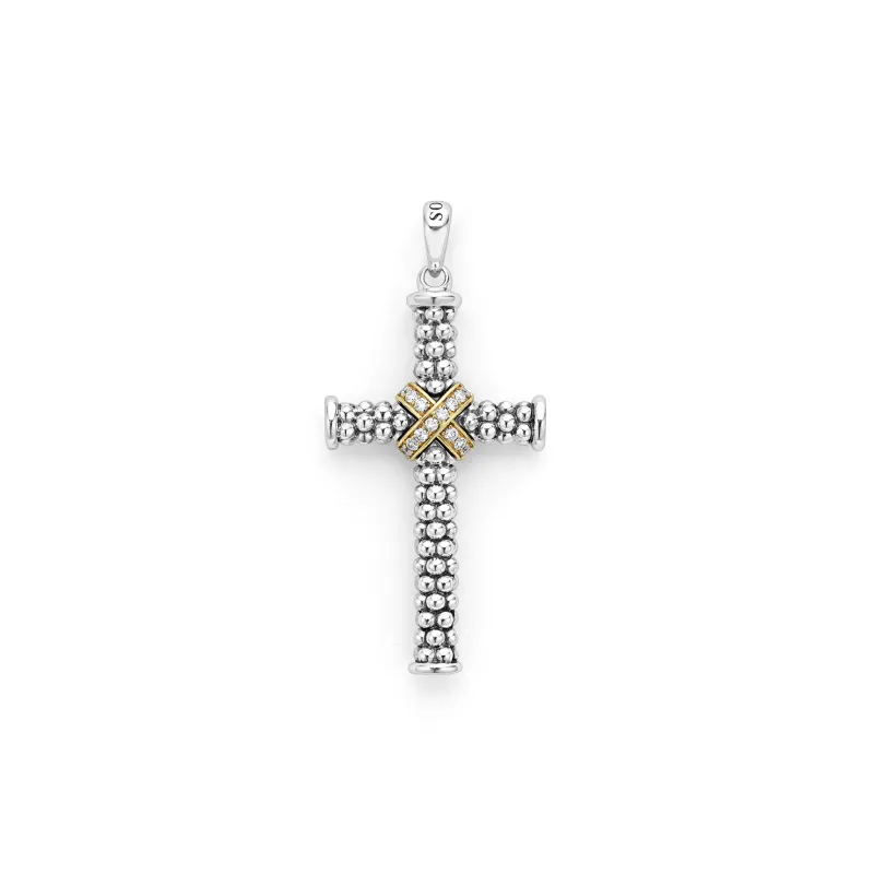 Anthem Large Two-Tone Diamond Cross Amulet sold by LAGOS