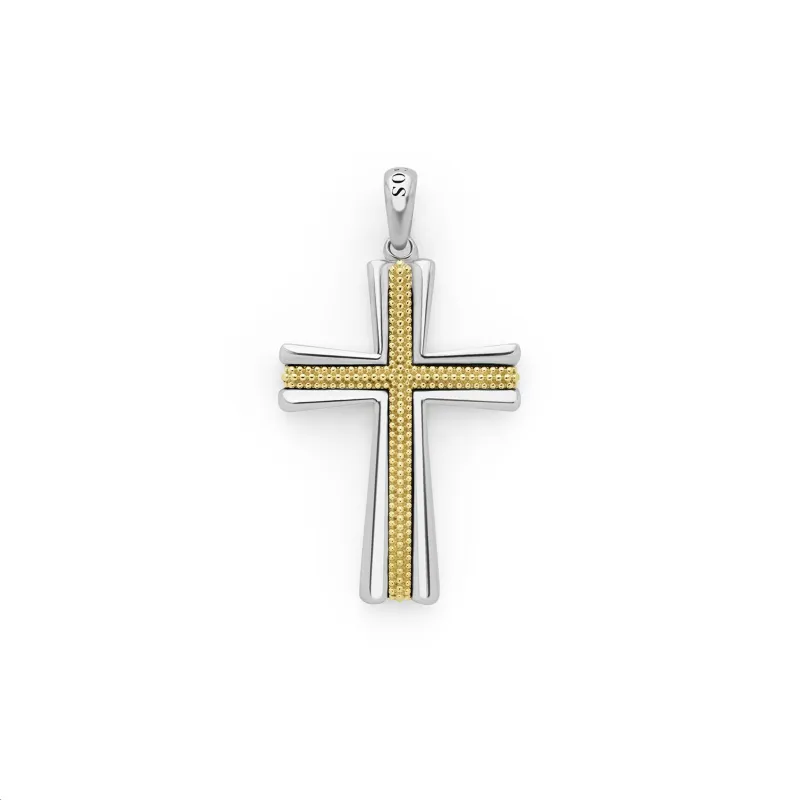 Anthem Two-Tone Superfine Beaded Cross Amulet sold by LAGOS