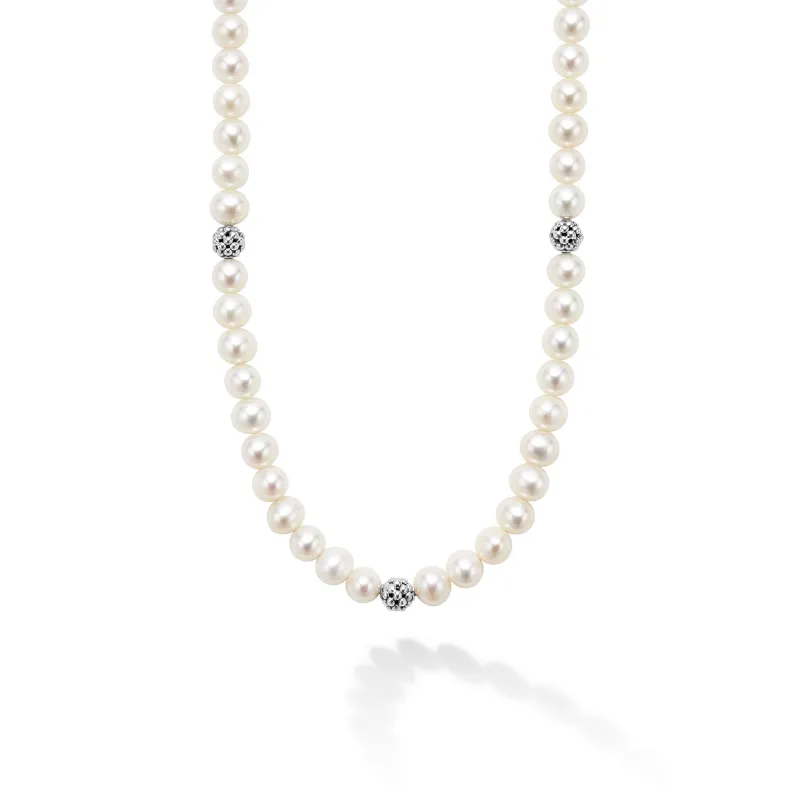 Anthem Silver Station Pearl Necklace sold by LAGOS