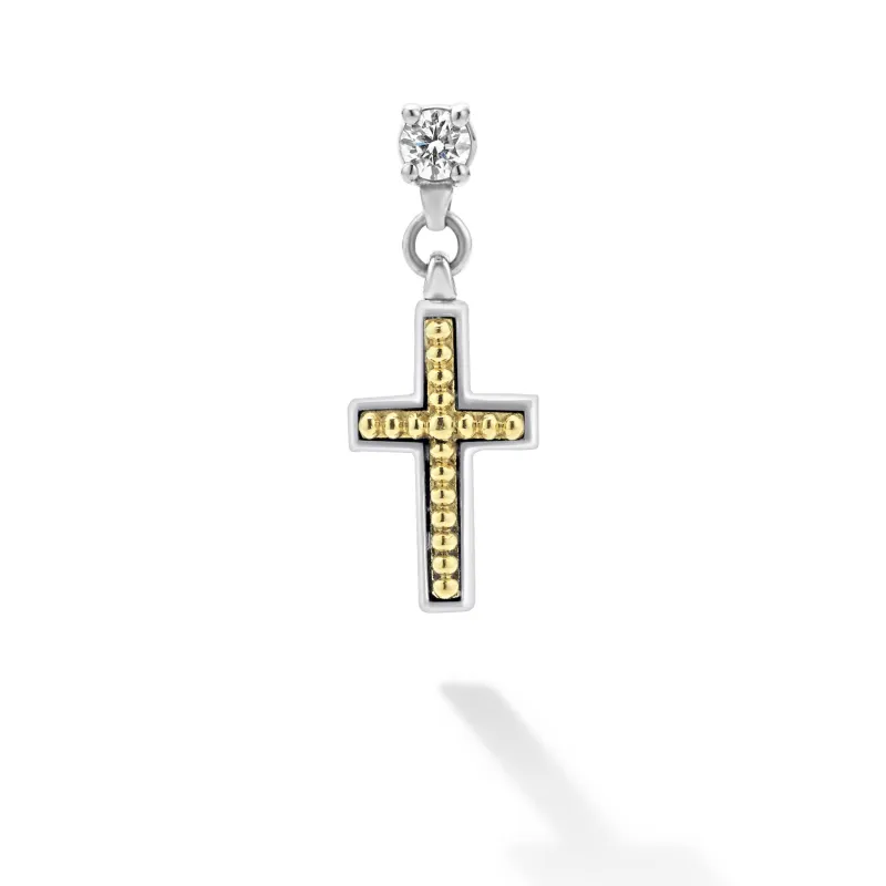 Anthem Two-Tone Diamond Cross Earring made by LAGOS
