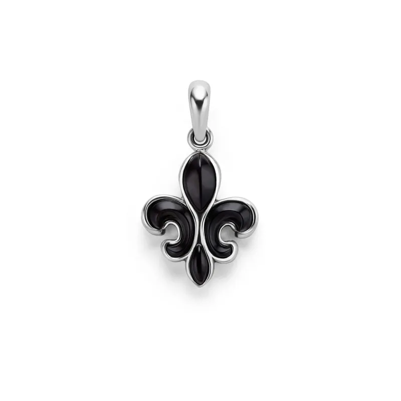 Anthem Black Agate Fleur De Lis Amulet sold by LAGOS