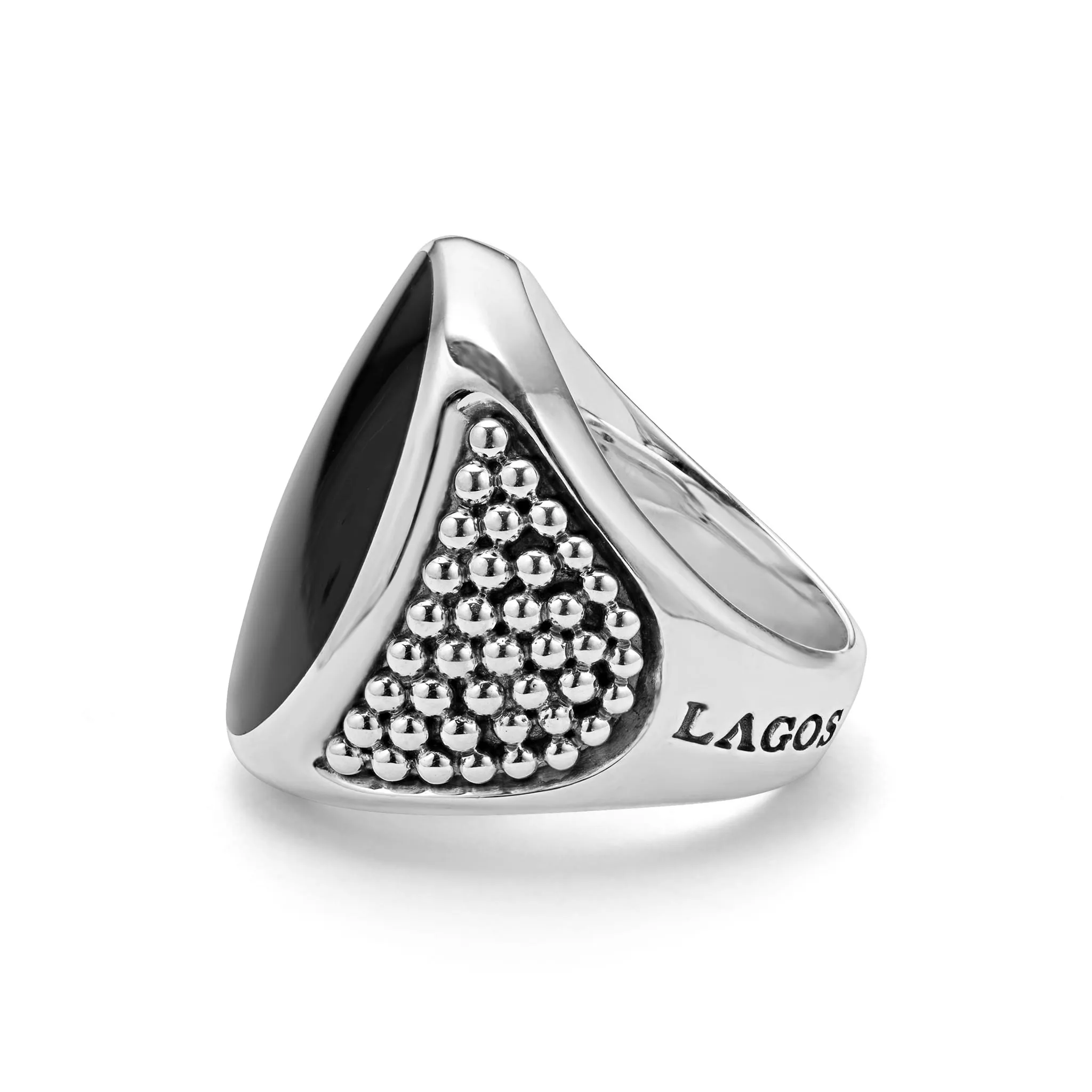 Anthem Statement Black Agate Oval Band Ring sold by LAGOS product image thumbnail 3