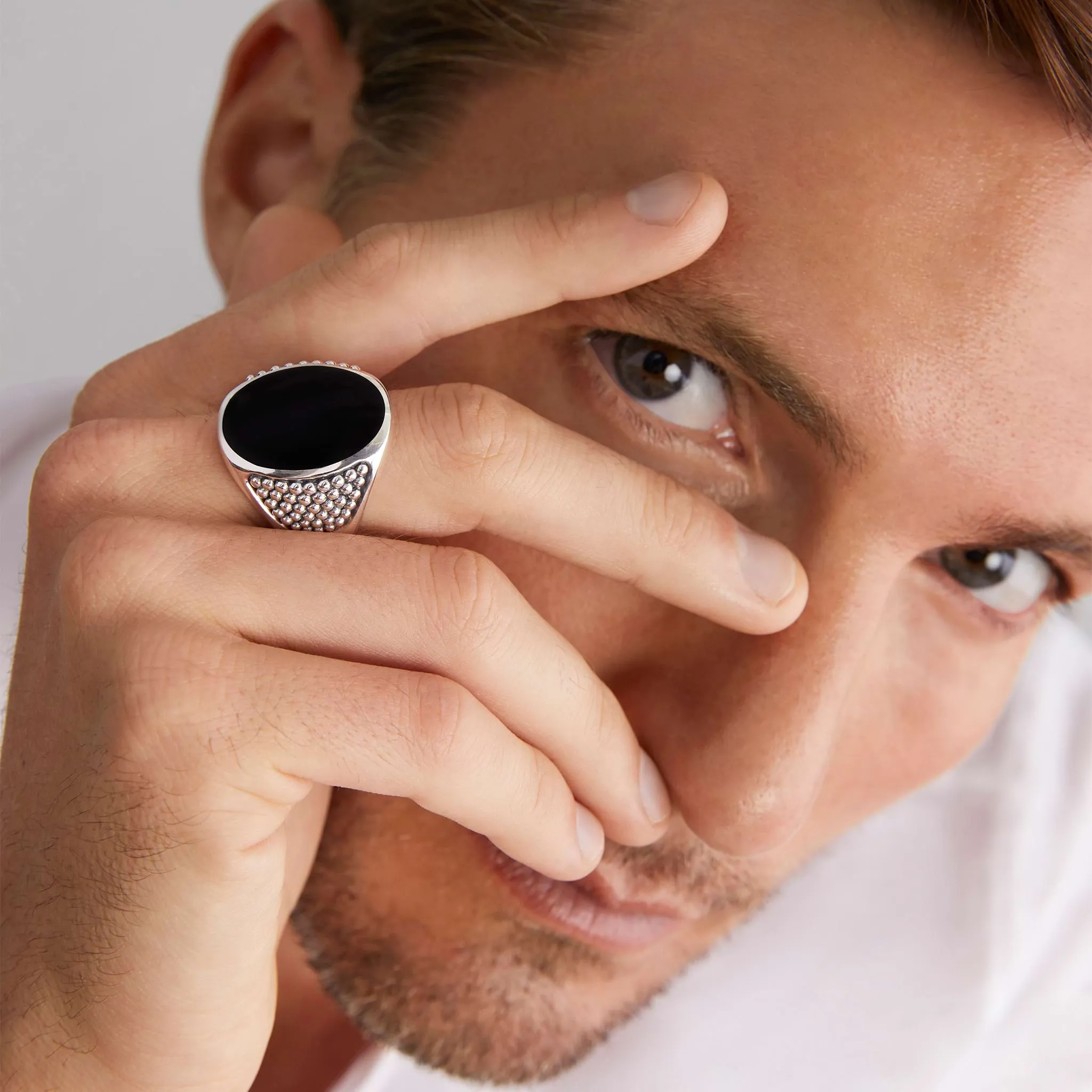 Anthem Statement Black Agate Oval Band Ring sold by LAGOS product image thumbnail 2