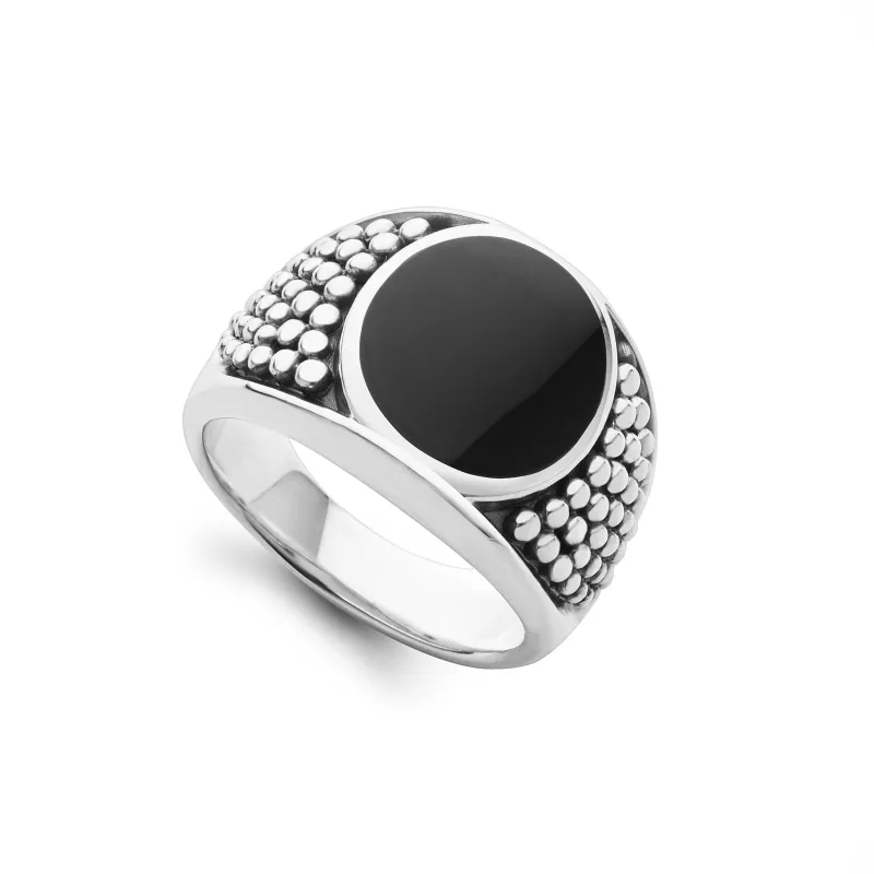 Anthem Black Agate Oval Band Ring sold by LAGOS