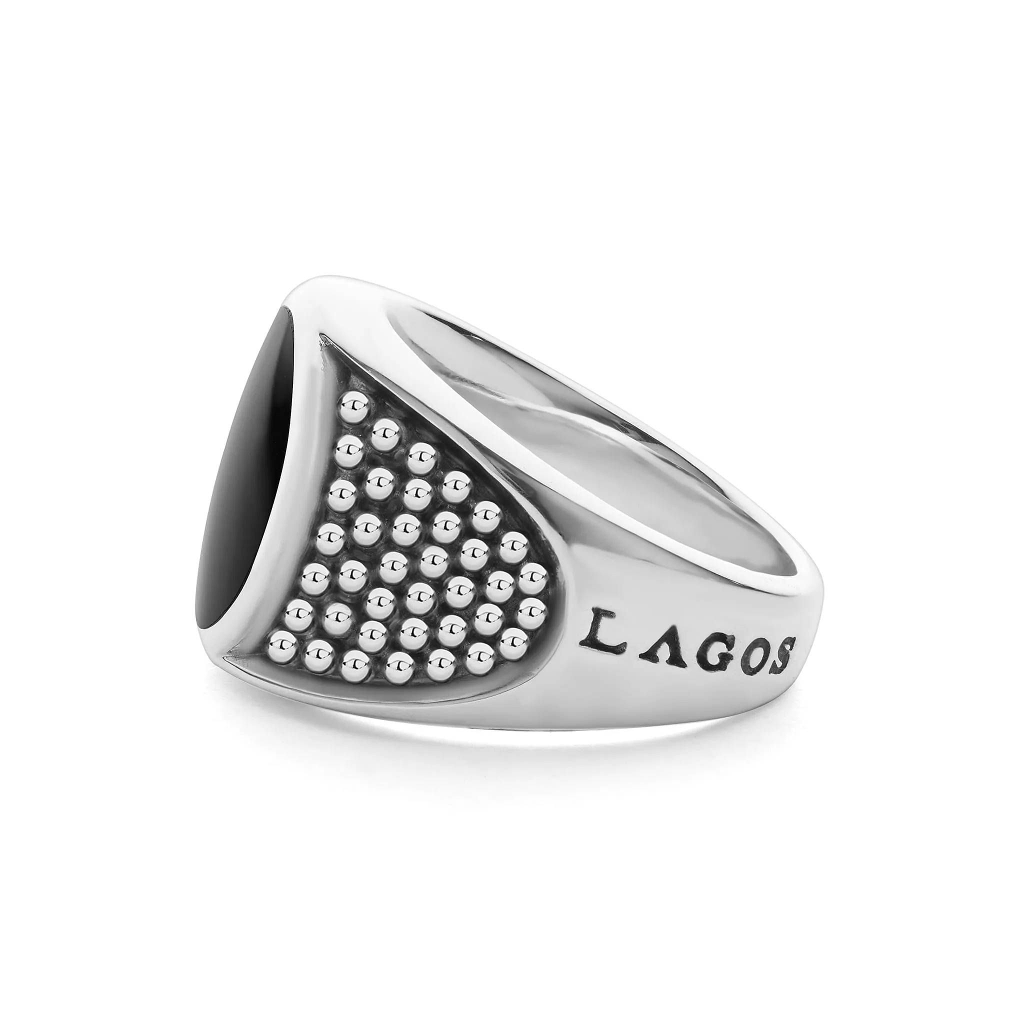 Anthem Black Agate Oval Band Ring sold by LAGOS product image thumbnail 4