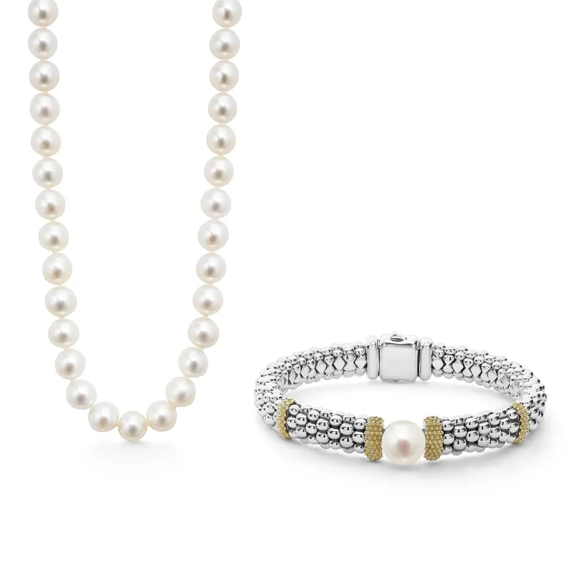 Luna Pearl Necklace and Bracelet Gift Set sold by LAGOS