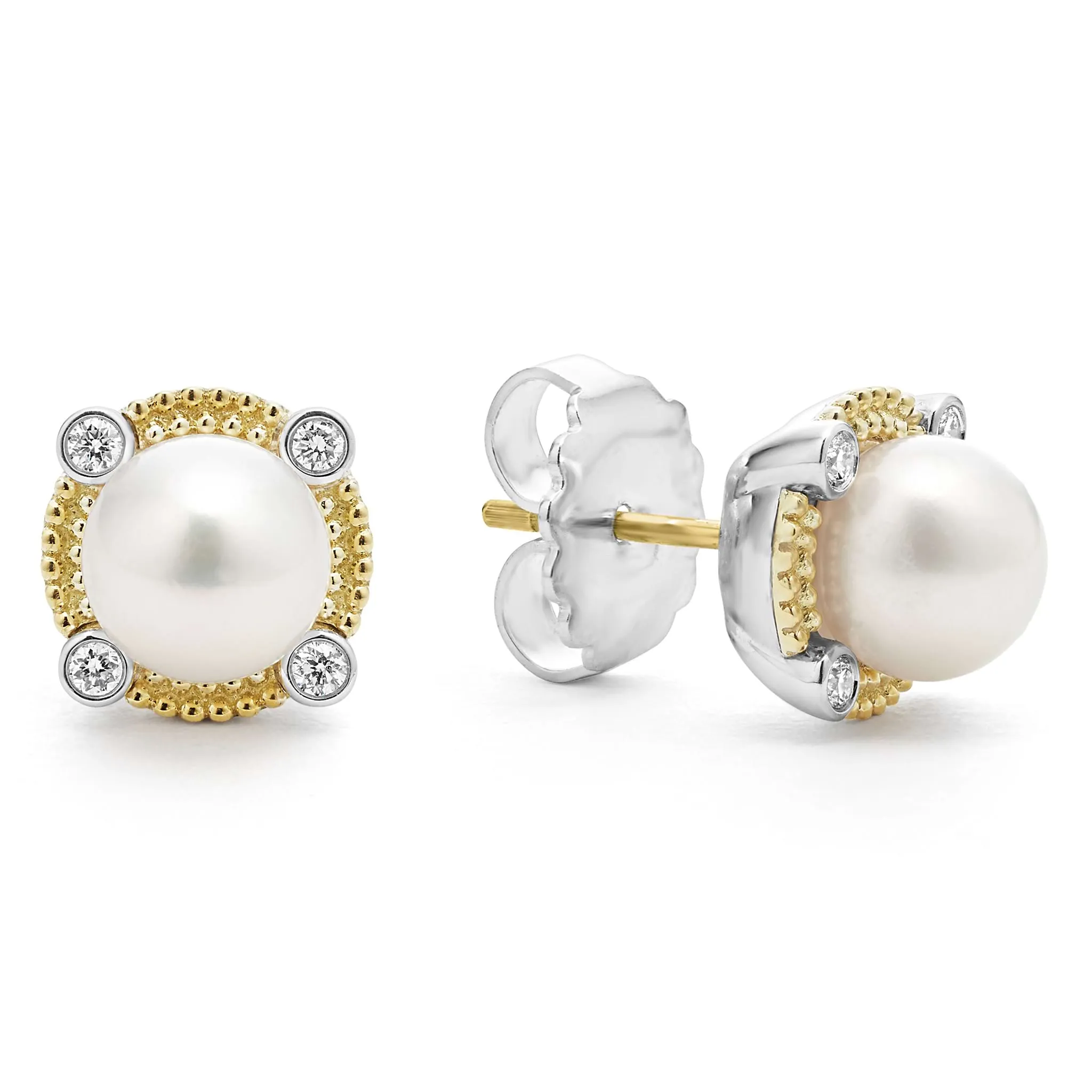 Luna Pearl Diamond Stud Earrings sold by LAGOS product image thumbnail 3