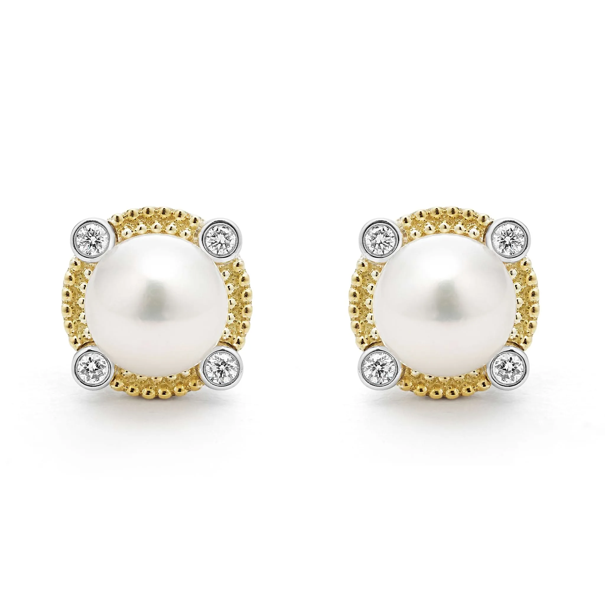 Luna Pearl Diamond Stud Earrings sold by LAGOS product image thumbnail 4
