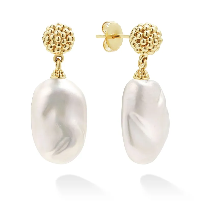 Luna Baroque Pearl Drop Earrings sold by LAGOS