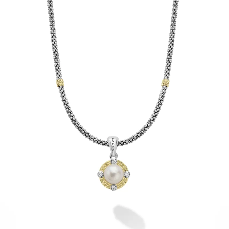 Luna Pearl Diamond Caviar Necklace sold by LAGOS