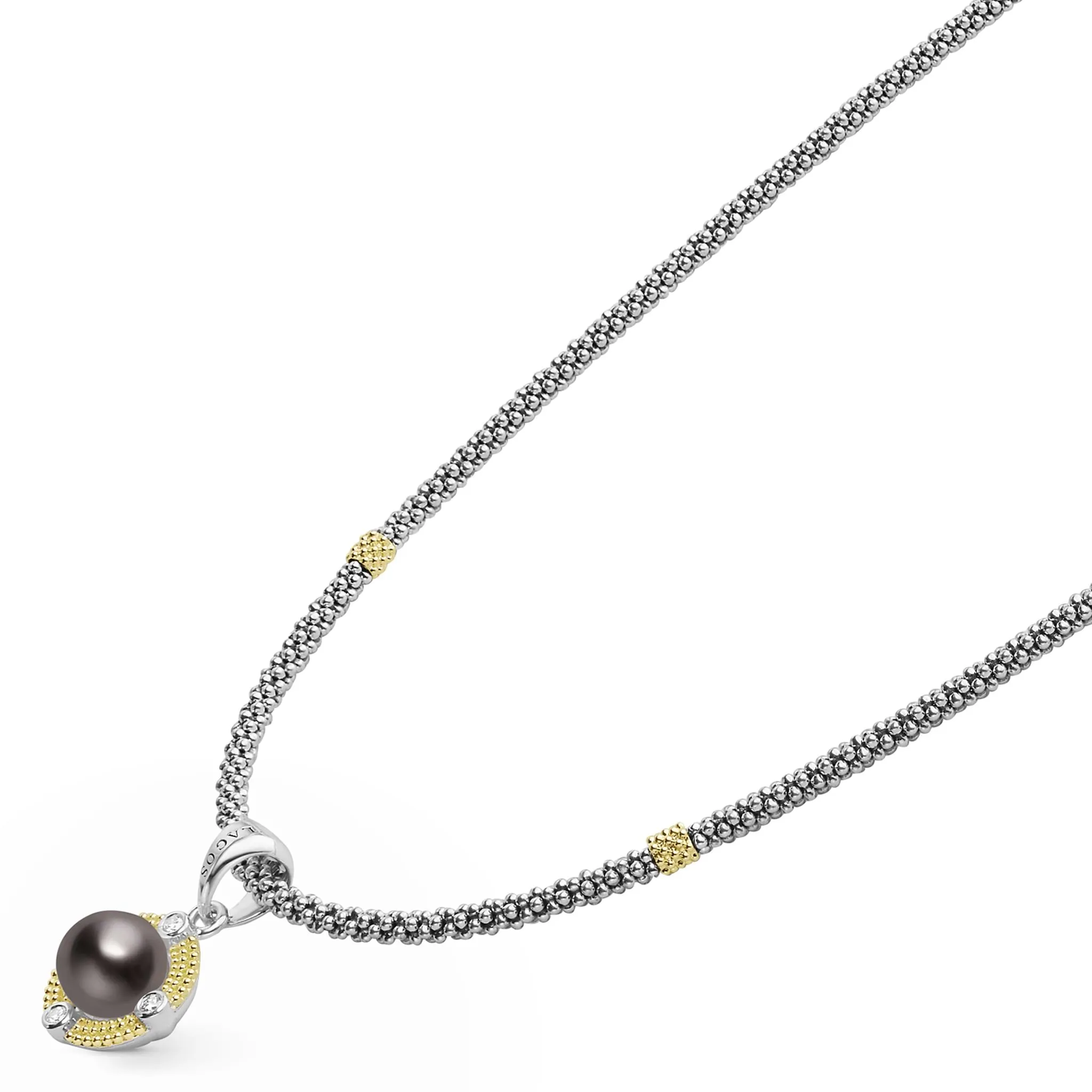 Luna Tahitian Black Pearl Diamond Caviar Necklace sold by LAGOS product image thumbnail 4