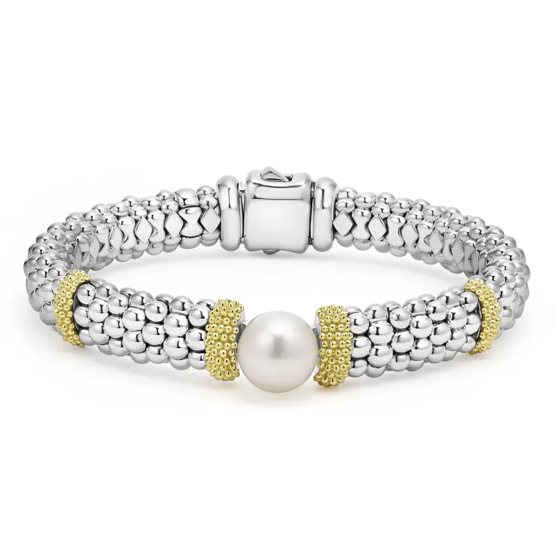 Luna Two-Tone Pearl Caviar Bracelet | 9mm sold by LAGOS