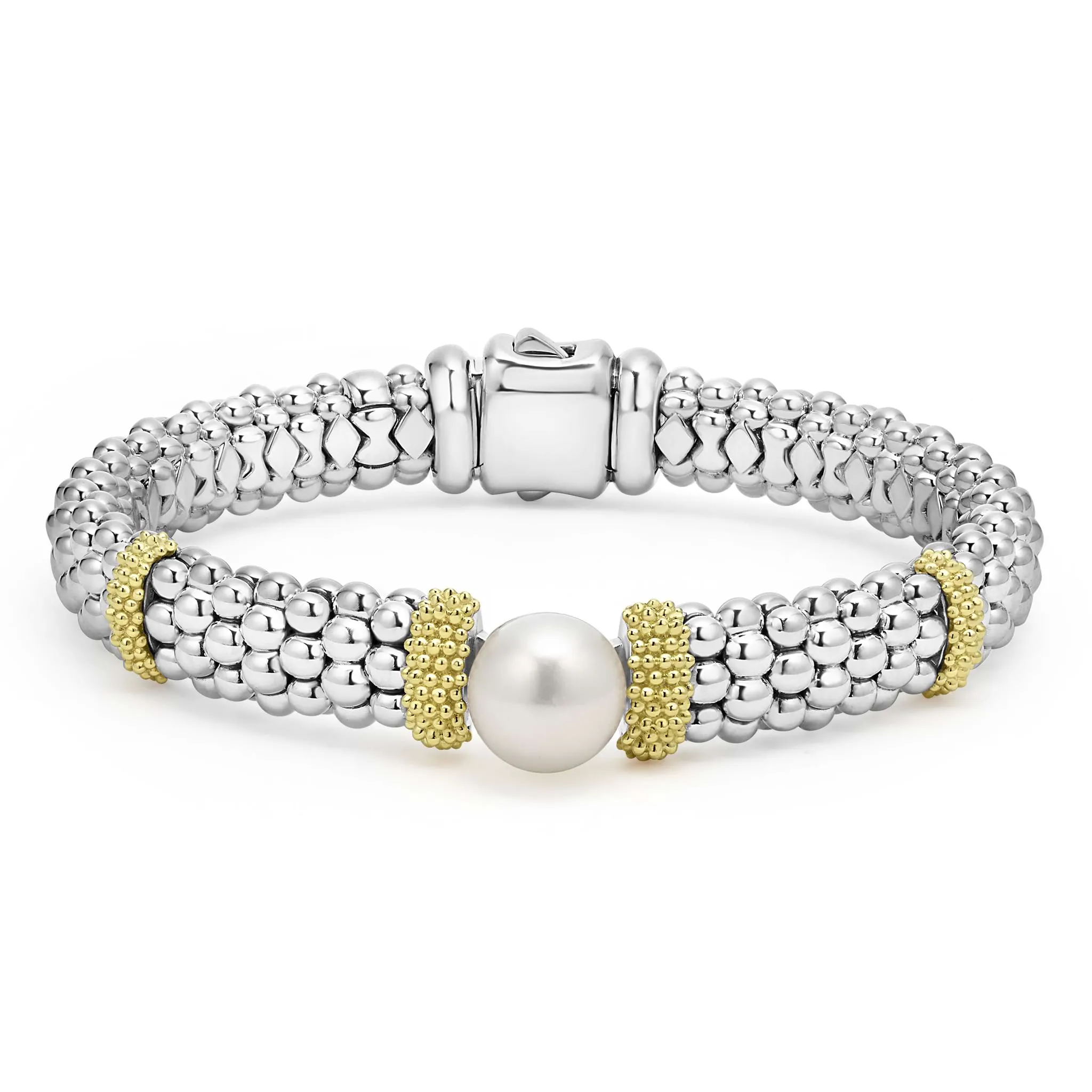 Luna Two-Tone Pearl Caviar Bracelet | 9mm sold by LAGOS