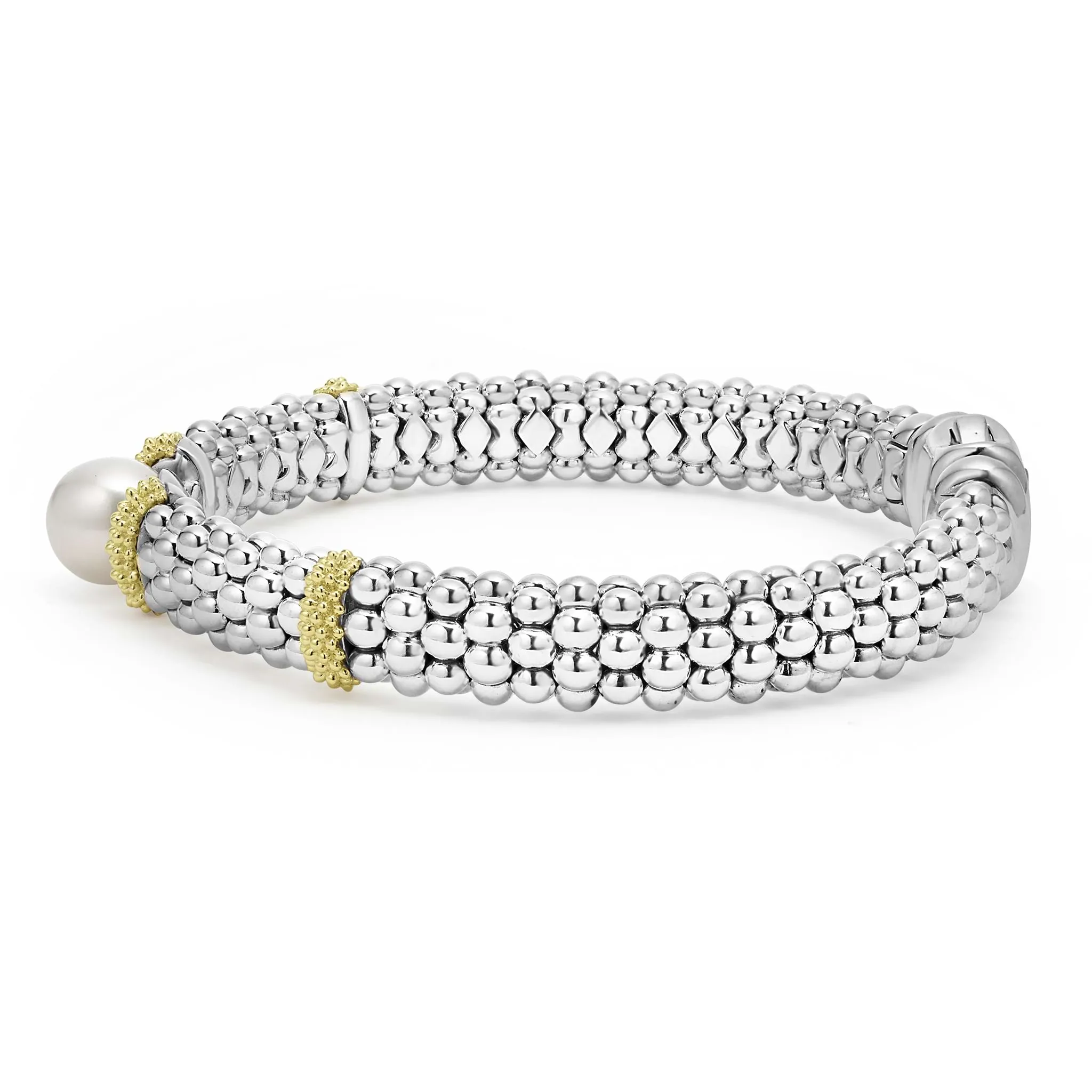 Luna Two-Tone Pearl Caviar Bracelet | 9mm sold by LAGOS product image thumbnail 4