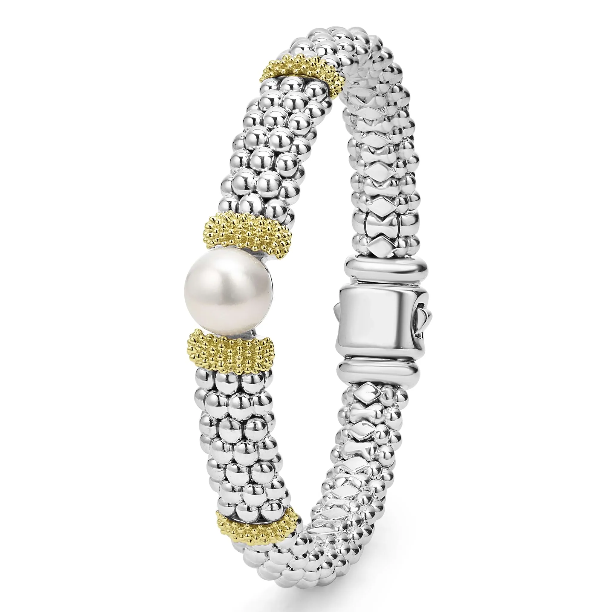 Luna Two-Tone Pearl Caviar Bracelet | 9mm sold by LAGOS product image thumbnail 3