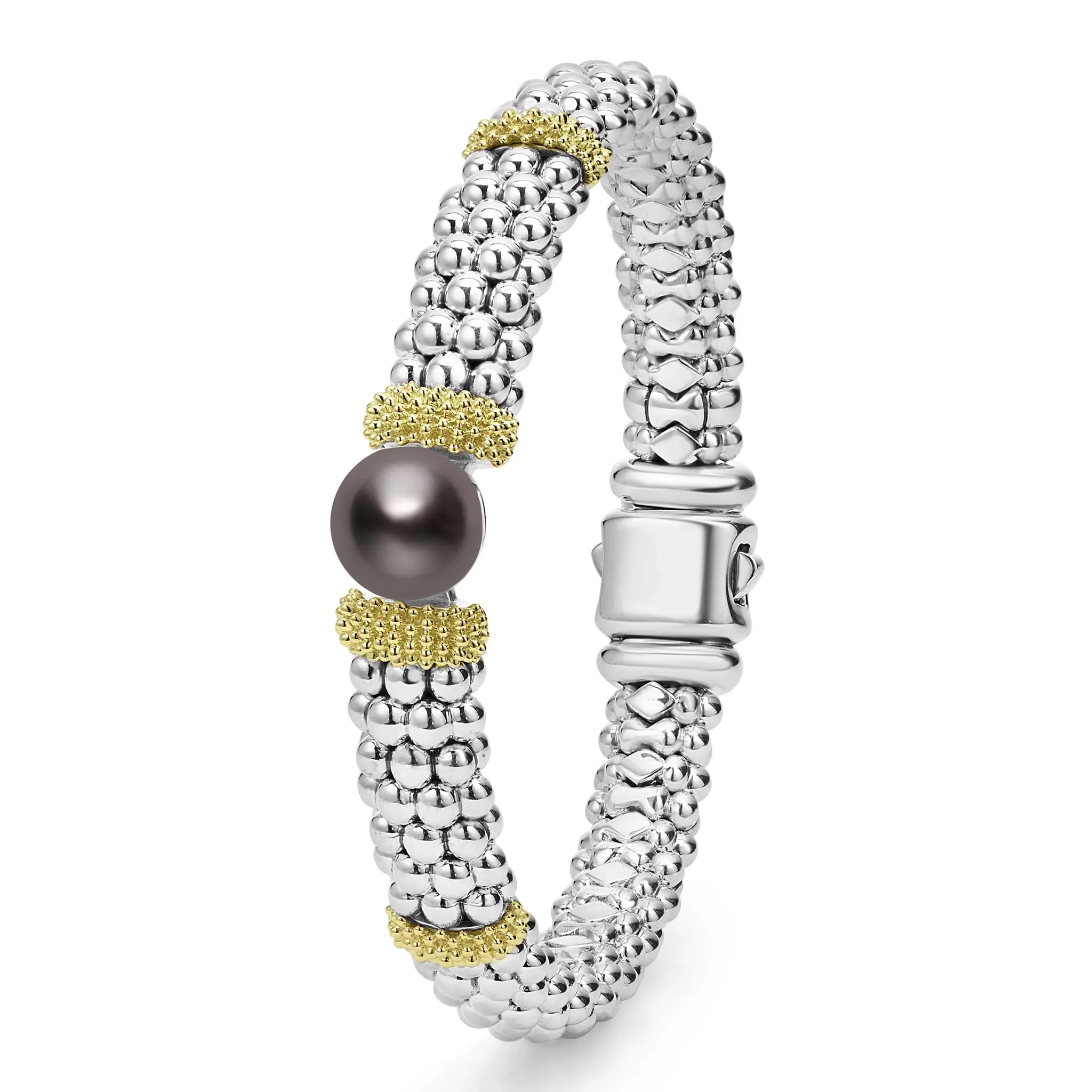 Luna Two-Tone Tahitian Black Pearl Caviar Bracelet | 9mm sold by LAGOS product image thumbnail 3