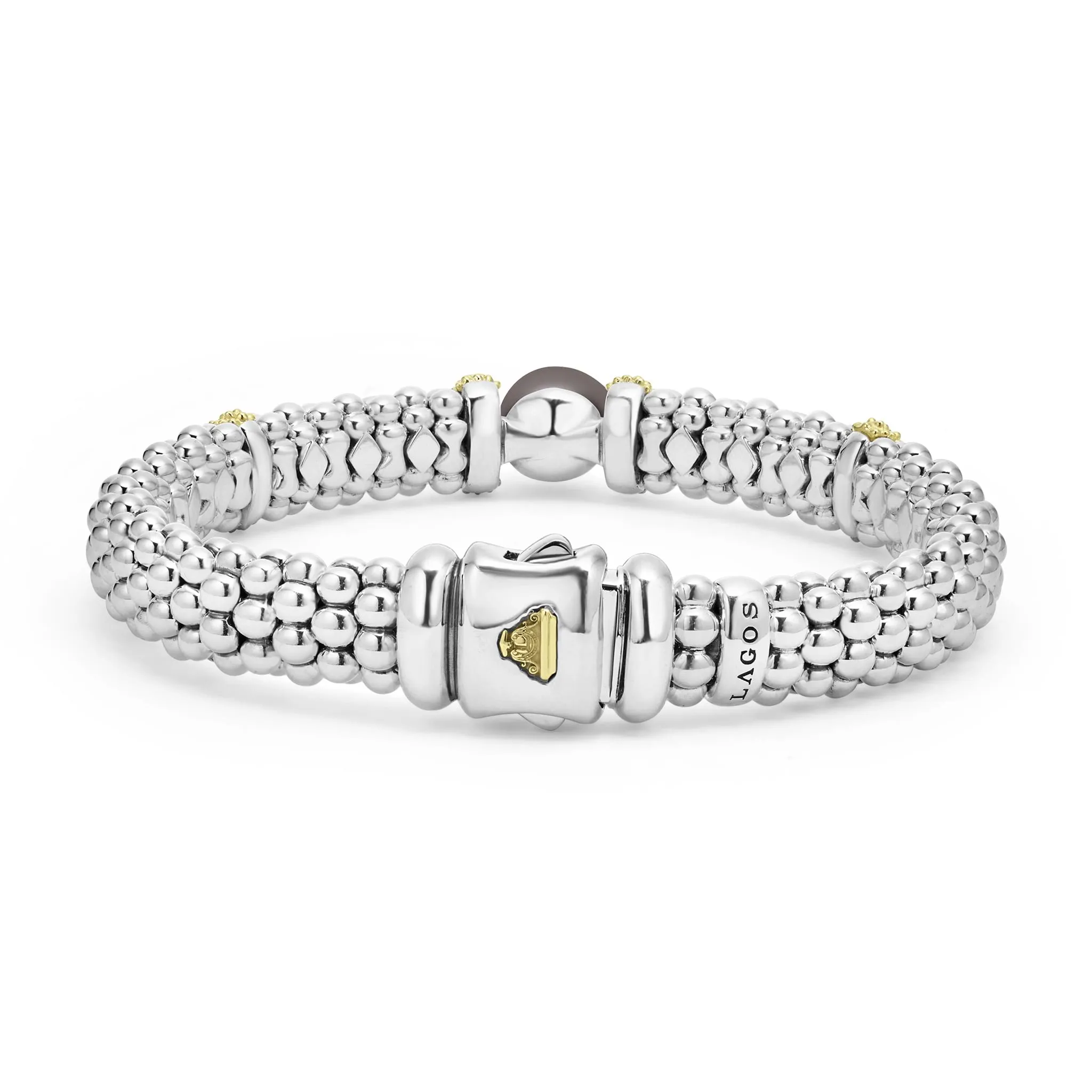 Luna Two-Tone Tahitian Black Pearl Caviar Bracelet | 9mm sold by LAGOS product image thumbnail 5