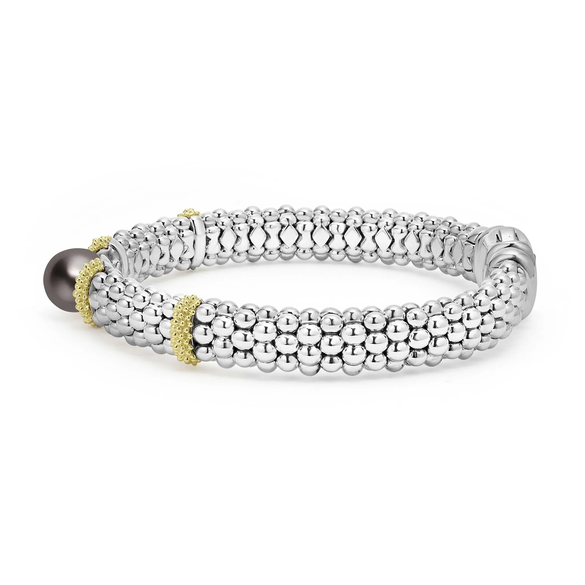 Luna Two-Tone Tahitian Black Pearl Caviar Bracelet | 9mm sold by LAGOS product image thumbnail 4