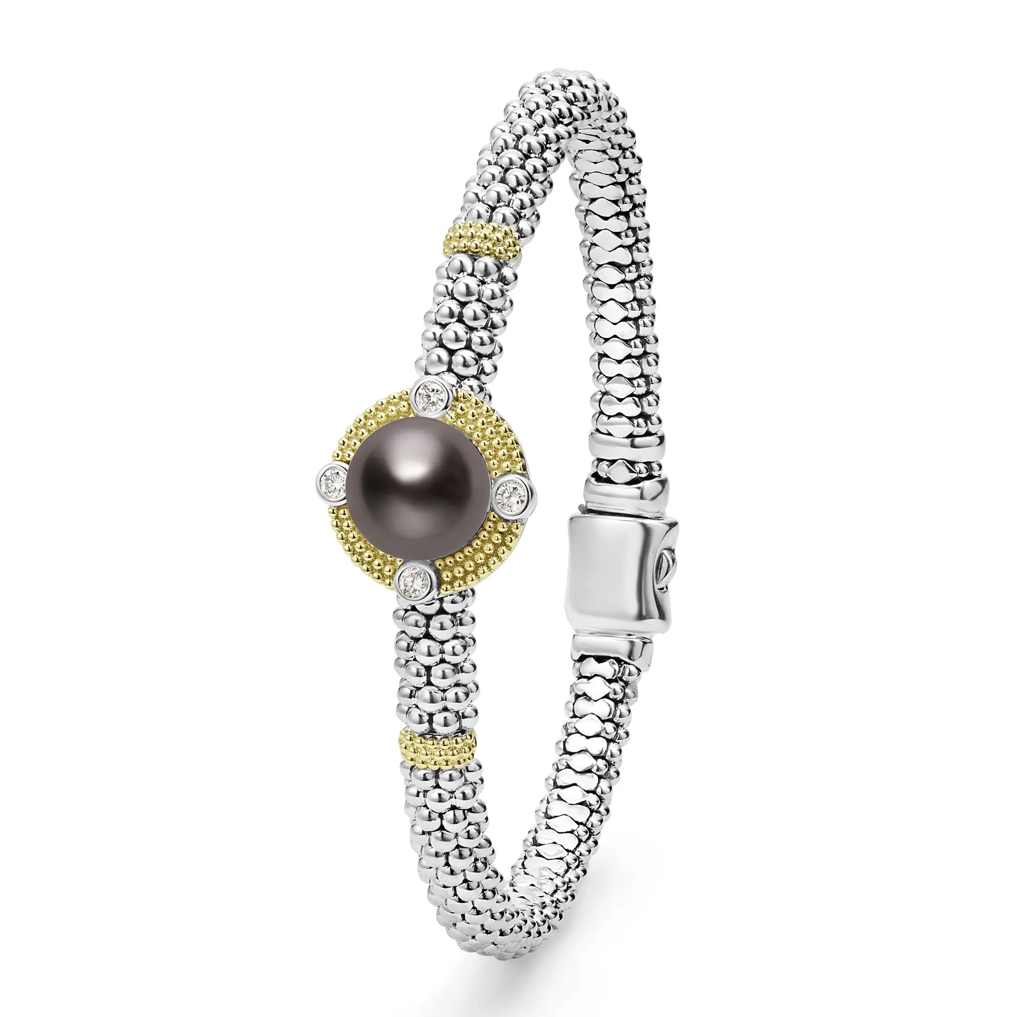 Luna Tahitian Black Pearl Diamond Caviar Bracelet | 6mm sold by LAGOS product image thumbnail 3