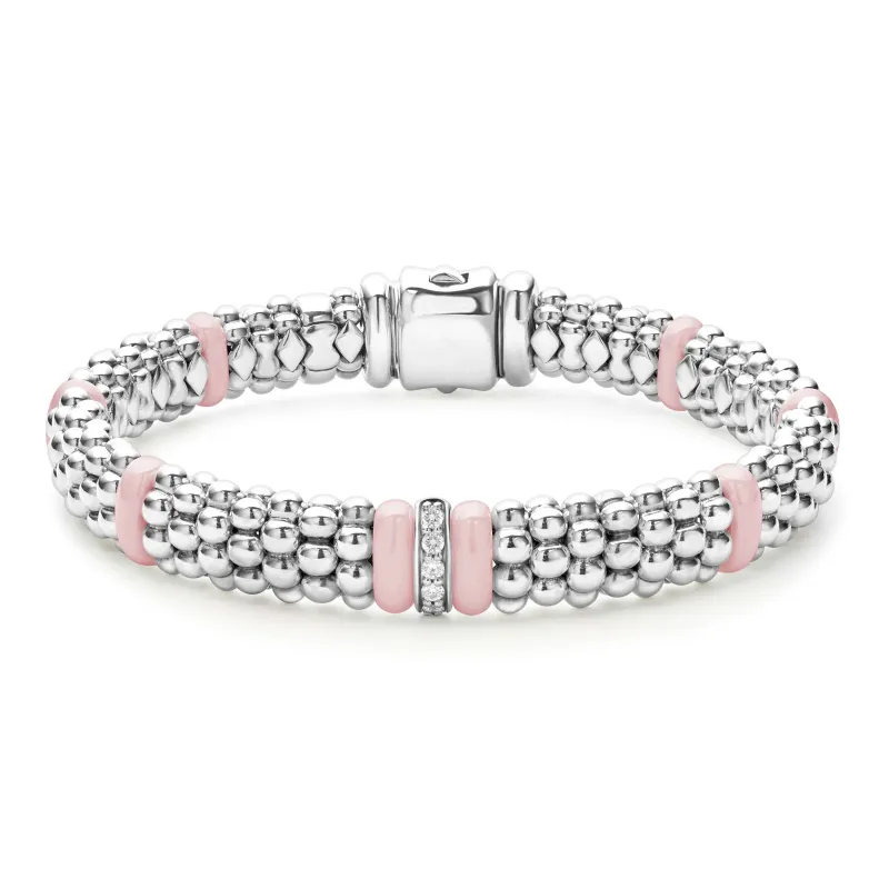 Pink Caviar Pink Single Station Diamond Caviar Bracelet | 9mm sold by LAGOS