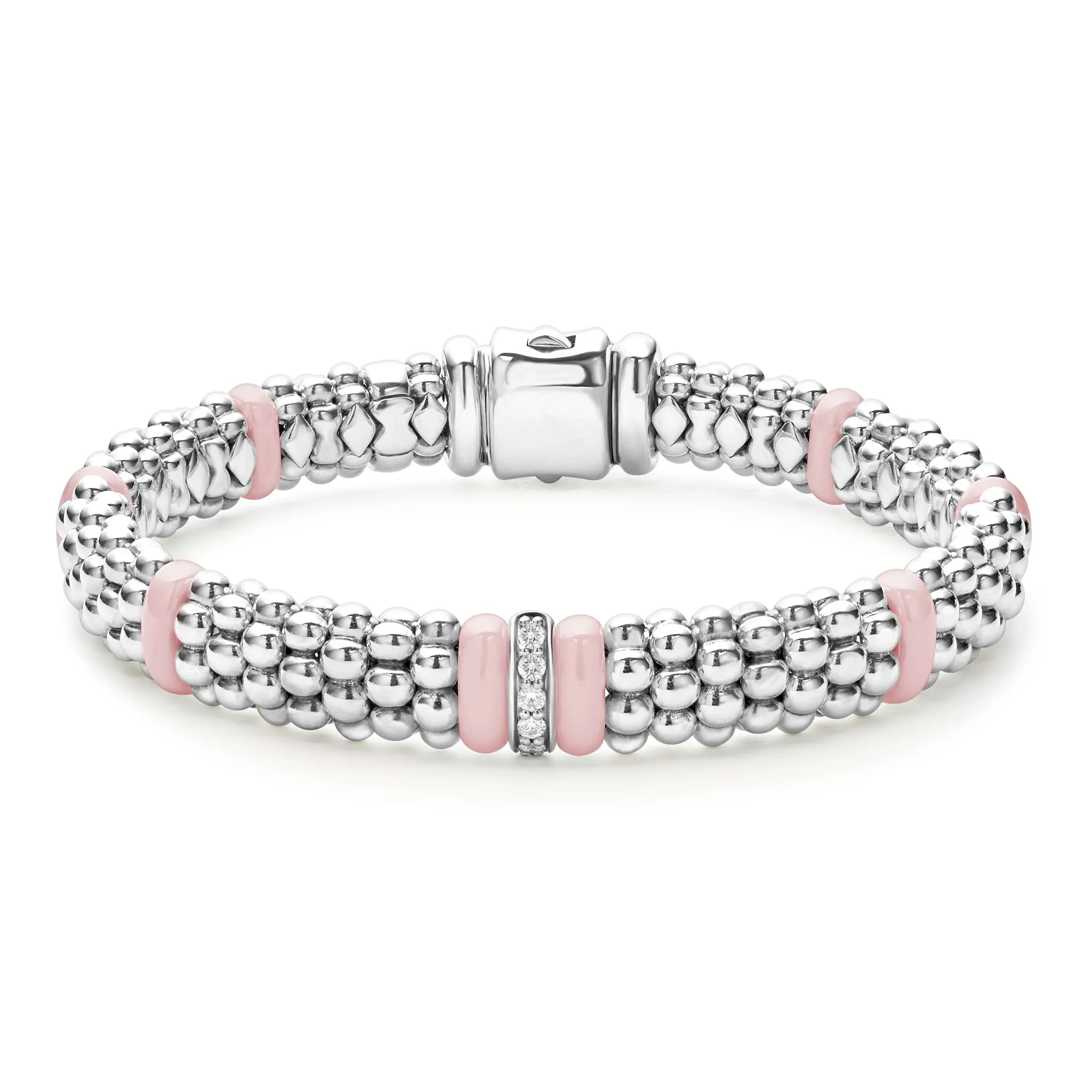 Pink Caviar Pink Single Station Diamond Caviar Bracelet | 9mm sold by LAGOS