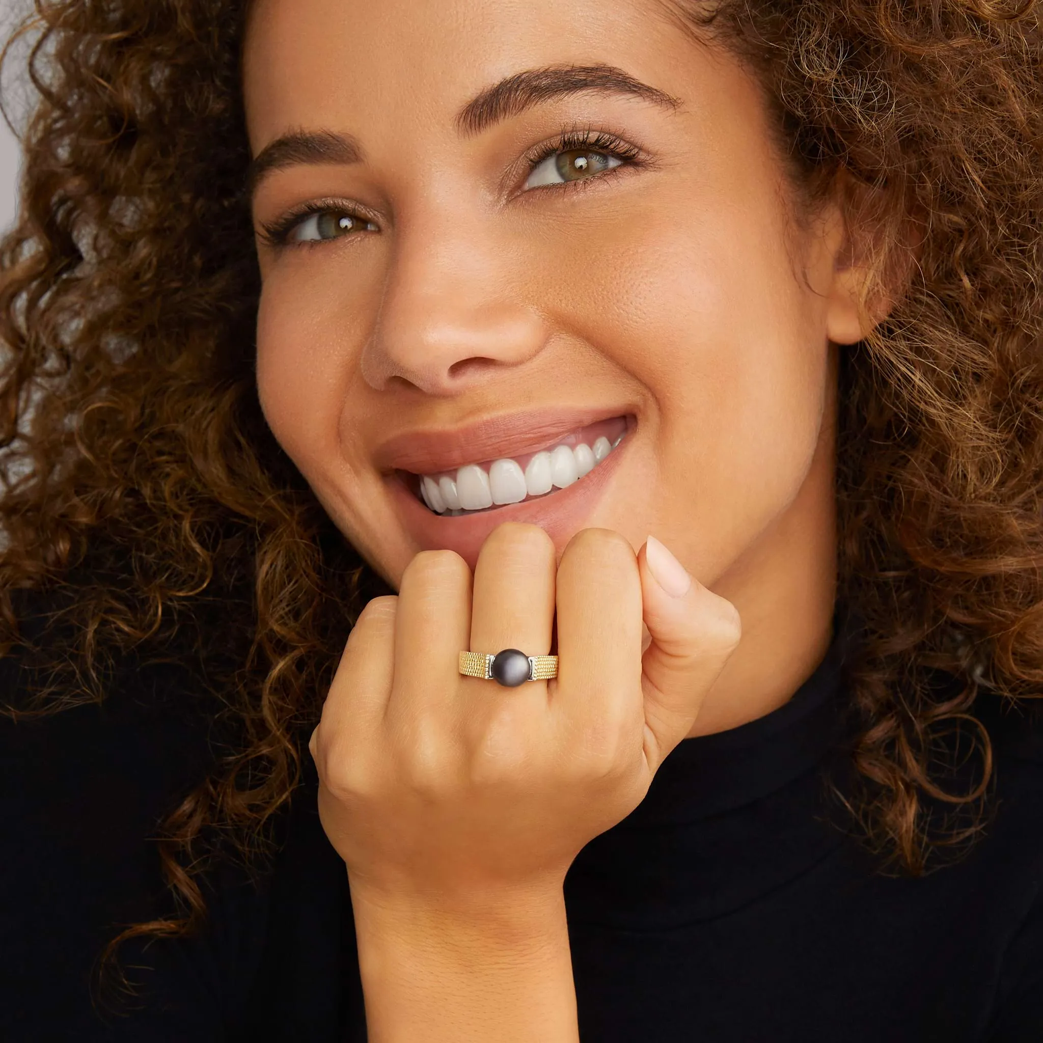 Luna Two-Tone Tahitian Black Pearl Ring sold by LAGOS product image thumbnail 2