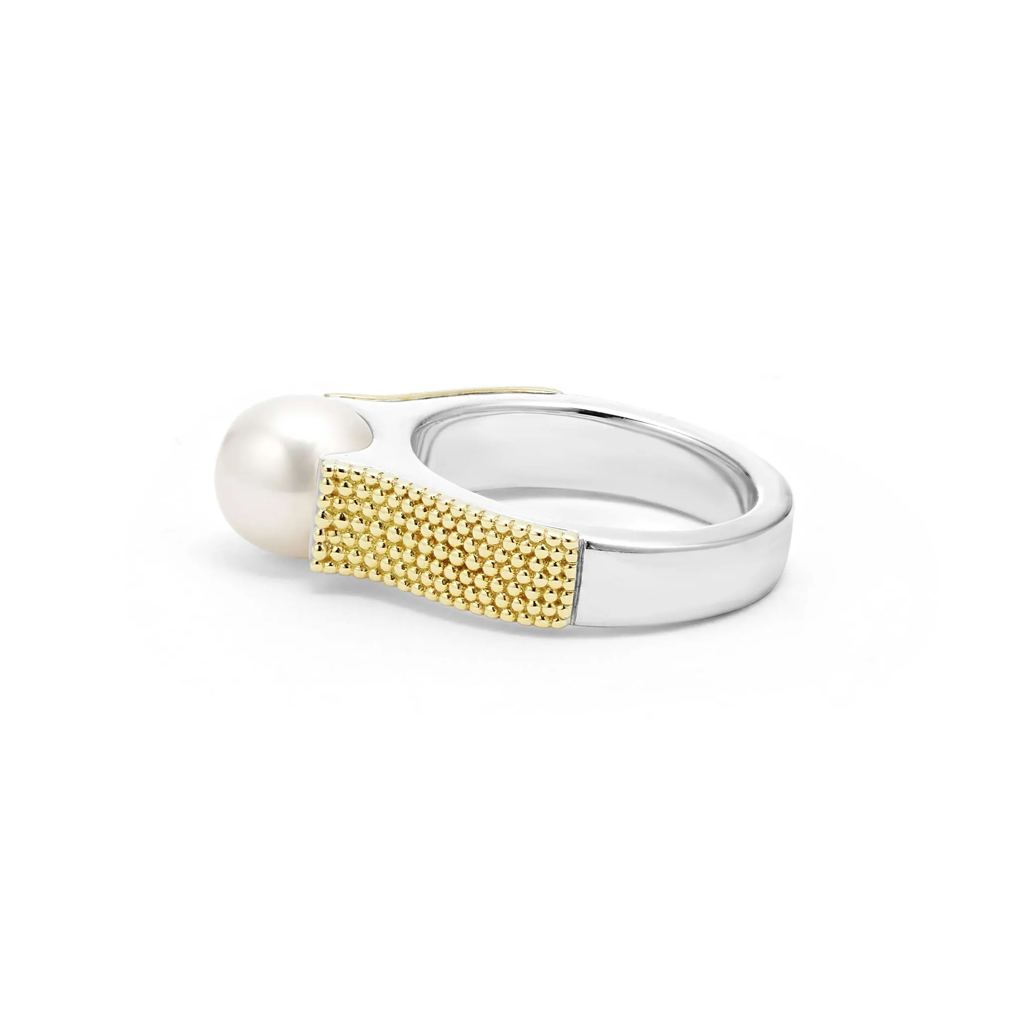 Luna Two-Tone Caviar Pearl Ring sold by LAGOS product image thumbnail 4
