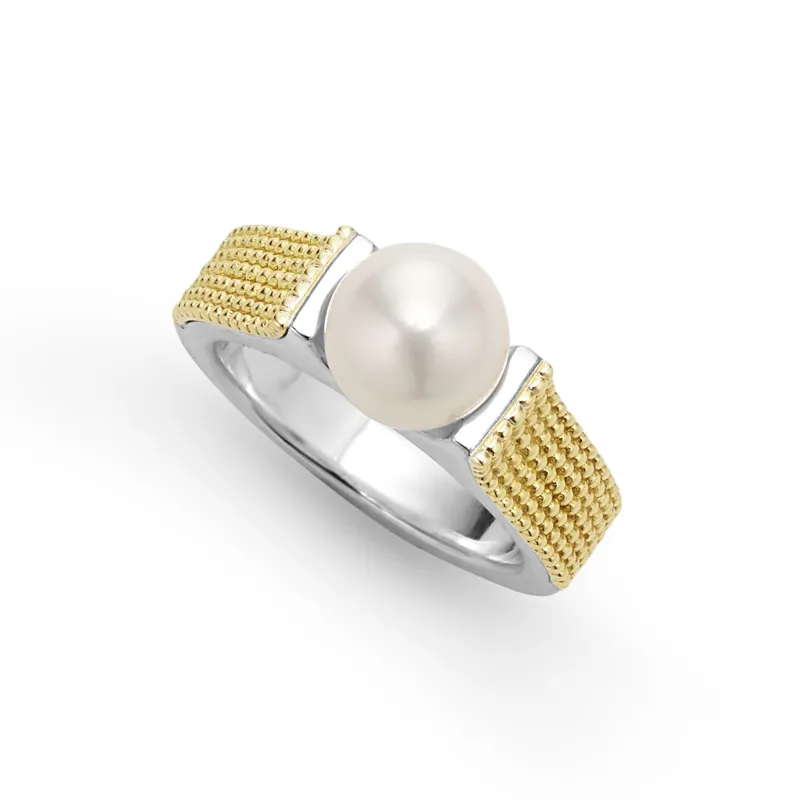 Luna Two-Tone Caviar Pearl Ring sold by LAGOS