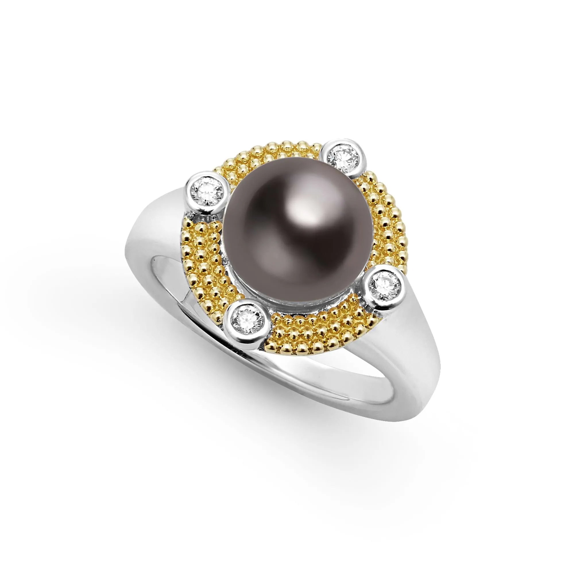 Luna Tahitian Black Pearl Diamond Ring sold by LAGOS