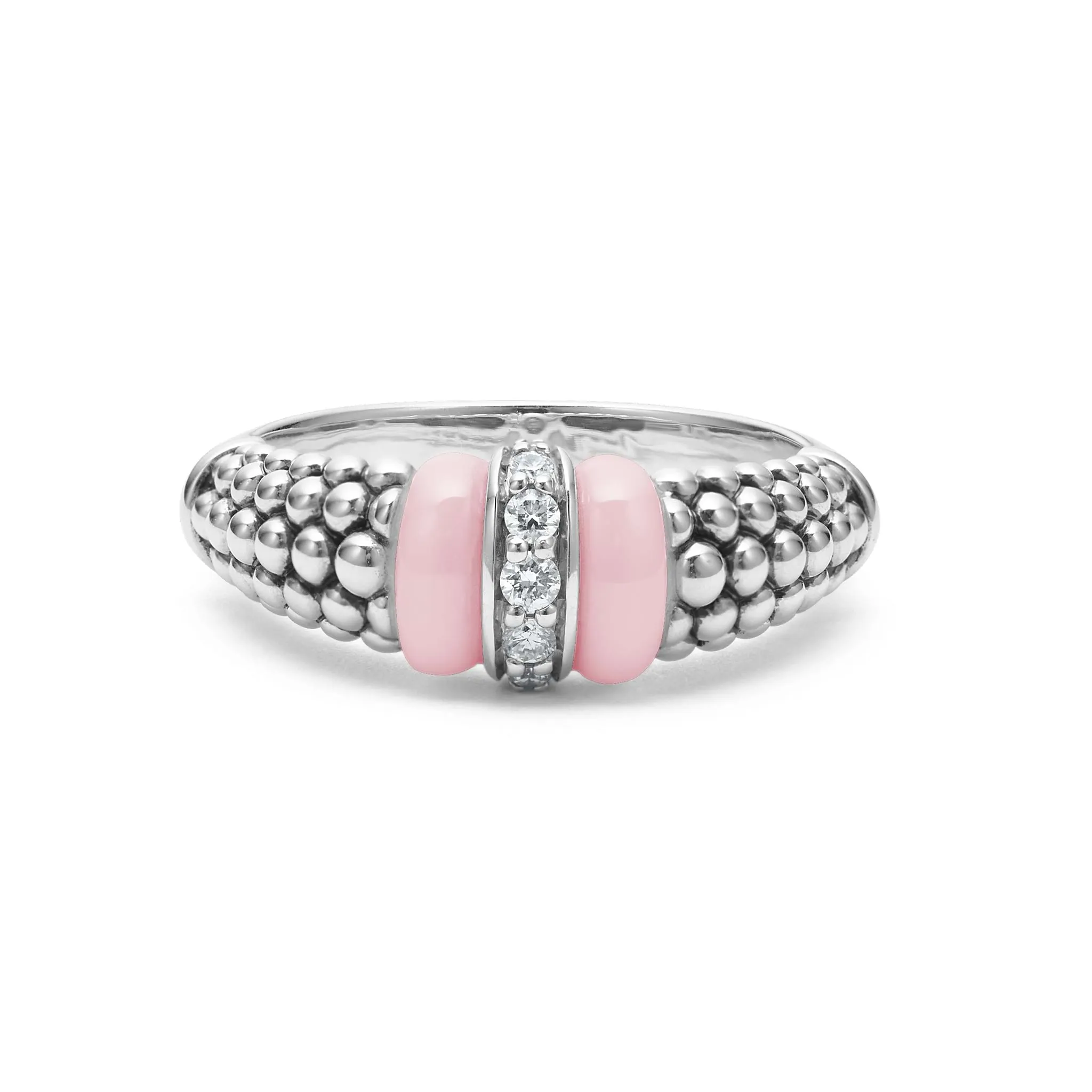 Pink Caviar Pink Ceramic and Caviar Diamond Ring sold by LAGOS product image thumbnail 3