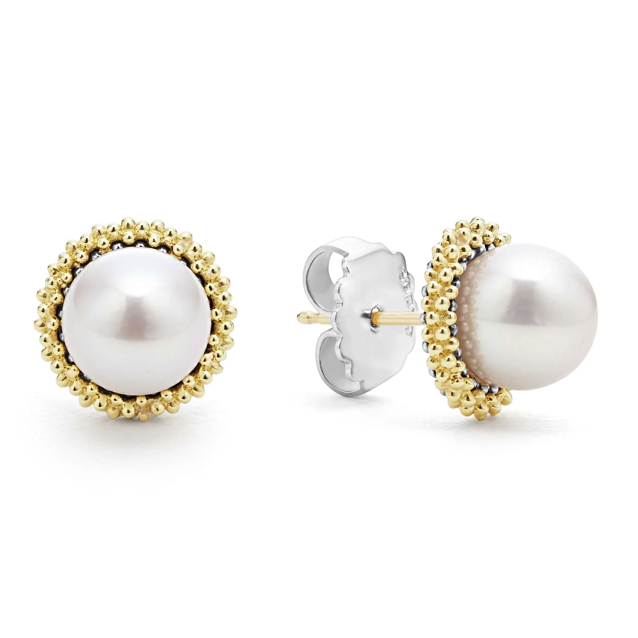 Luna 18K Gold Caviar Pearl Stud Earrings sold by LAGOS product image thumbnail 3