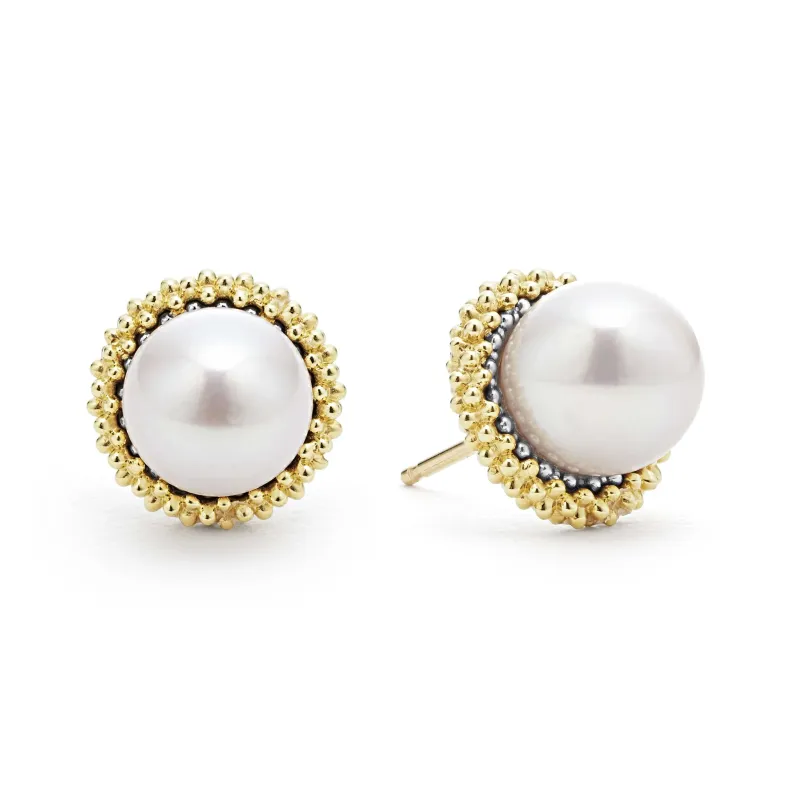 Luna 18K Gold Caviar Pearl Stud Earrings sold by LAGOS