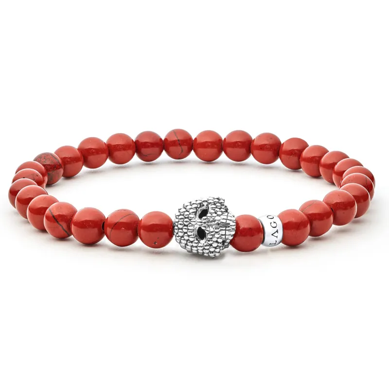 Anthem Red Jasper Skull Bead Bracelet sold by LAGOS