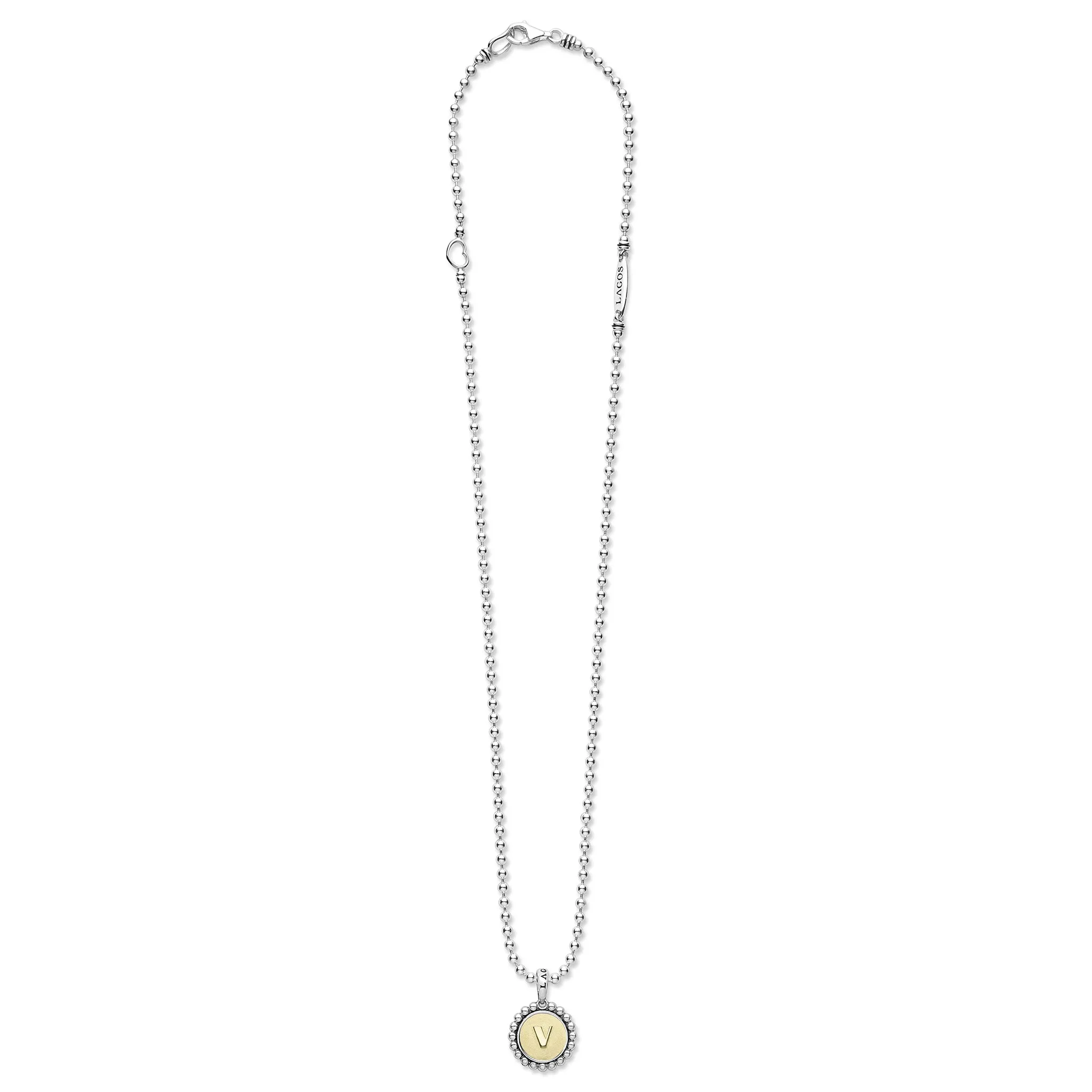 Signature Caviar V Initial Charm Necklace sold by LAGOS product image thumbnail 3
