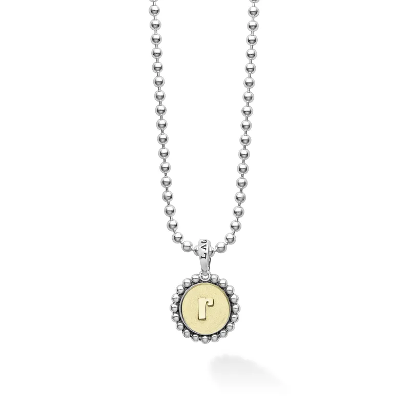 Signature Caviar R Initial Charm Necklace sold by LAGOS